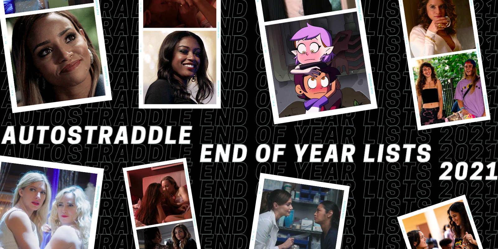 A collage of couples from this list — Batwoman, The Owl House, Station 19, The L Word: Generation Q, genera+ion, Betty, Legends of Tomorrow — with a background that says 