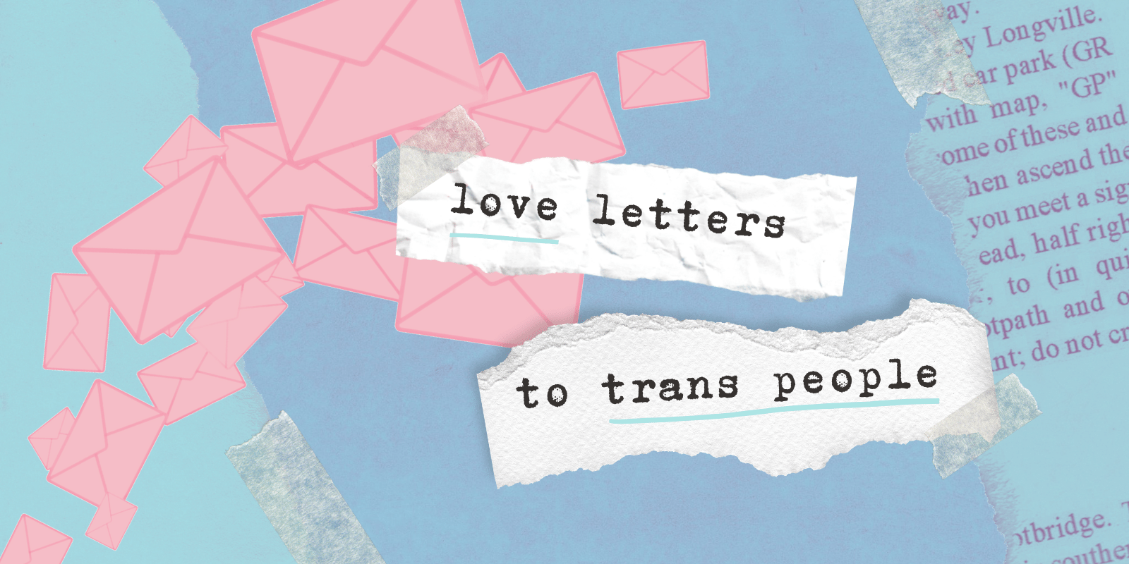 A graphic showing blue and pink envelopes and in the foreground are the words, 