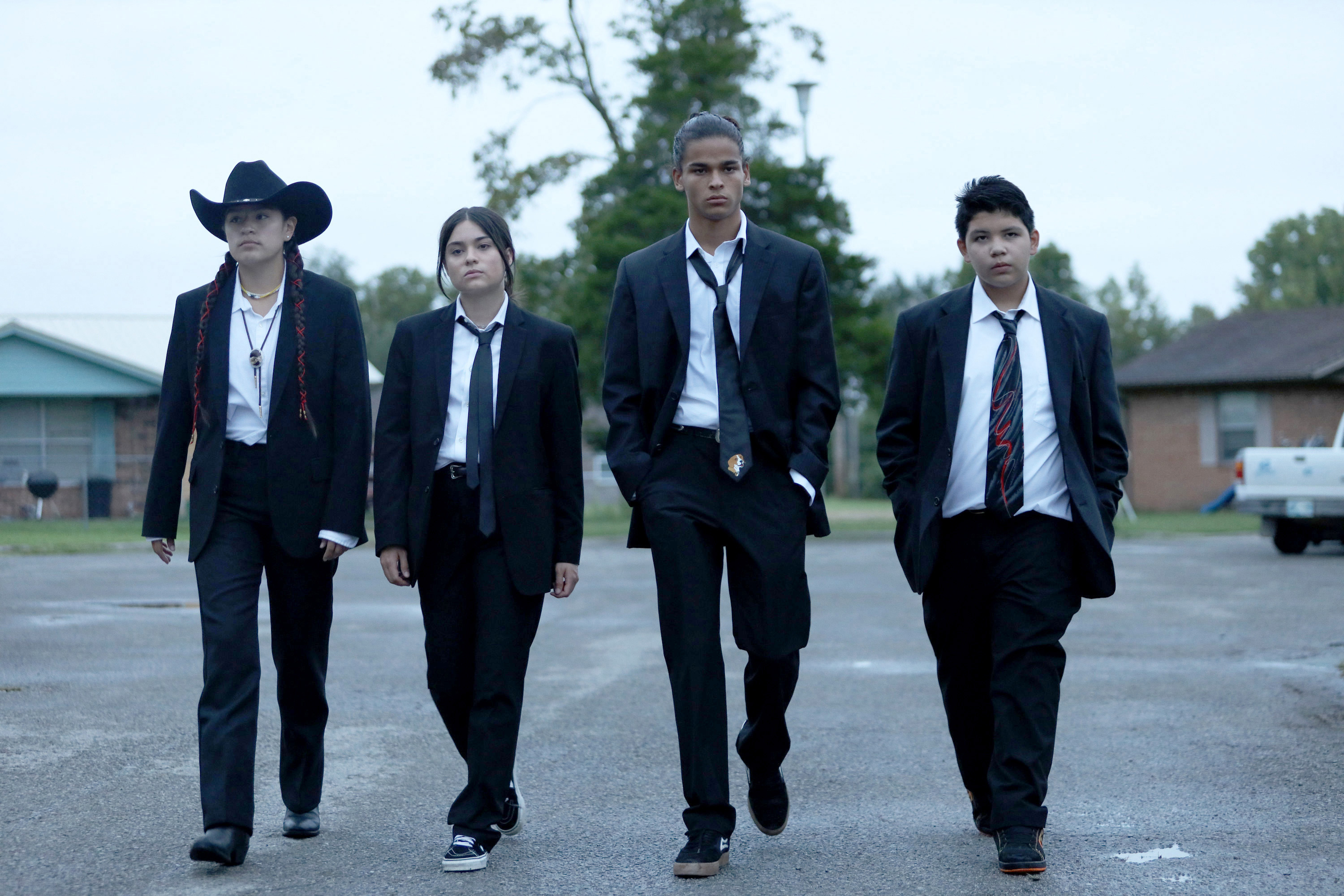 Pictured: (L to R): Paulina Alexis as WILLIE JACK, Devery Jacobs as ELORA DANAN POSTOAK, D’Pharaoh Woon-A-Tai as BEAR, Lane Factor as CHEESE. —