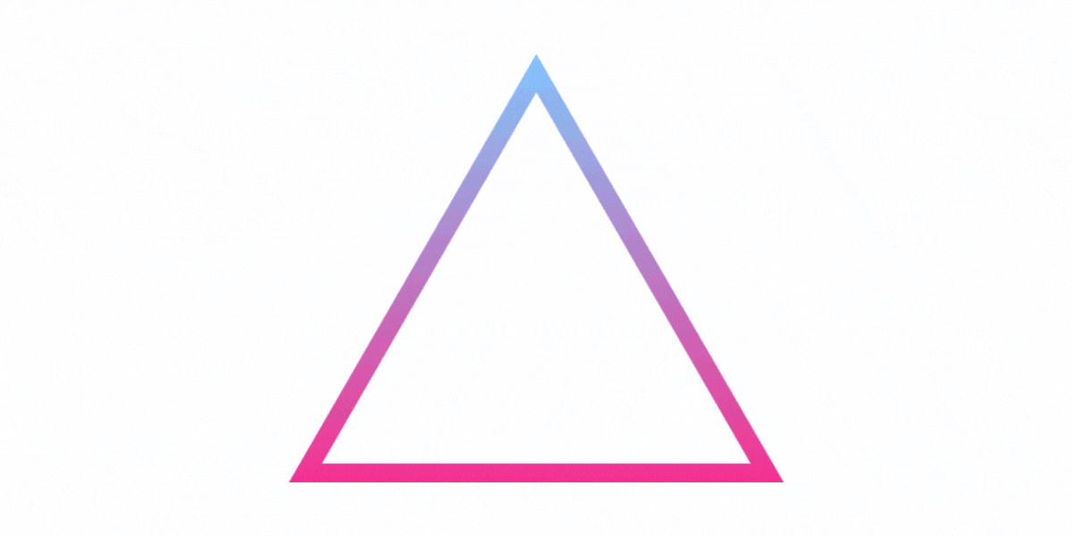 Glowing hollow iridescent triangle divider.