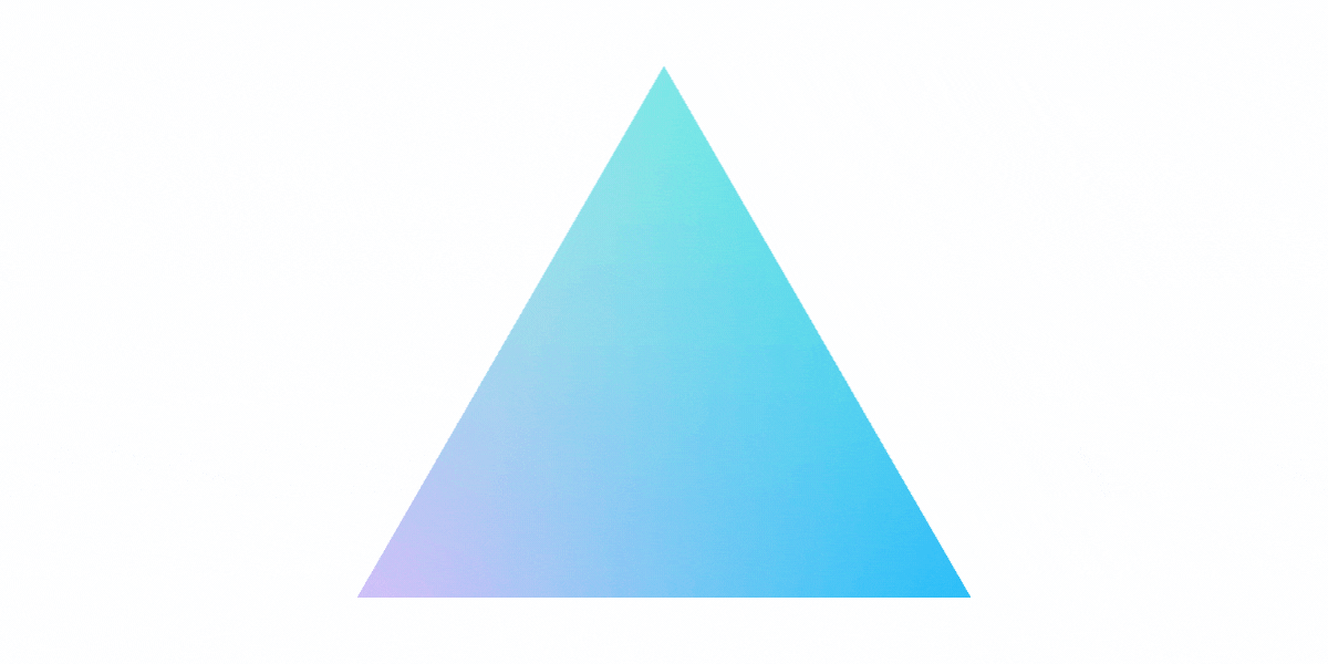 A triangle divider icon in an iridescent blue gradient.