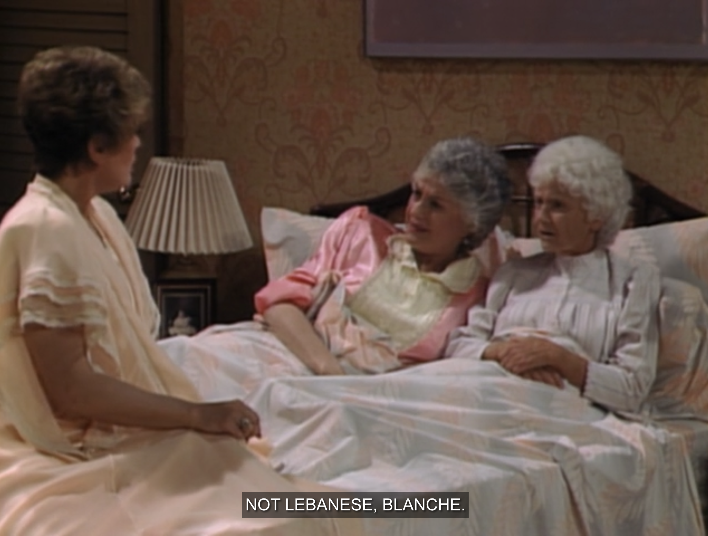 Dorothy and Sophia are in bed, Dorothy tells Blanche: "Not Lesbian, Blanche"