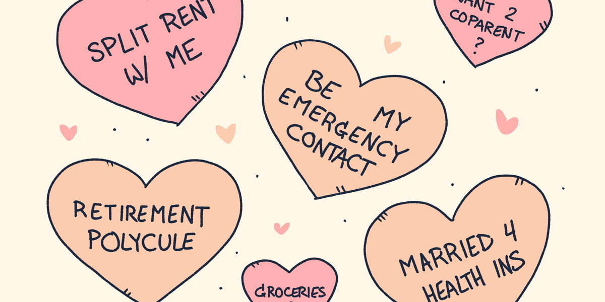 A design of candy hearts that say 
