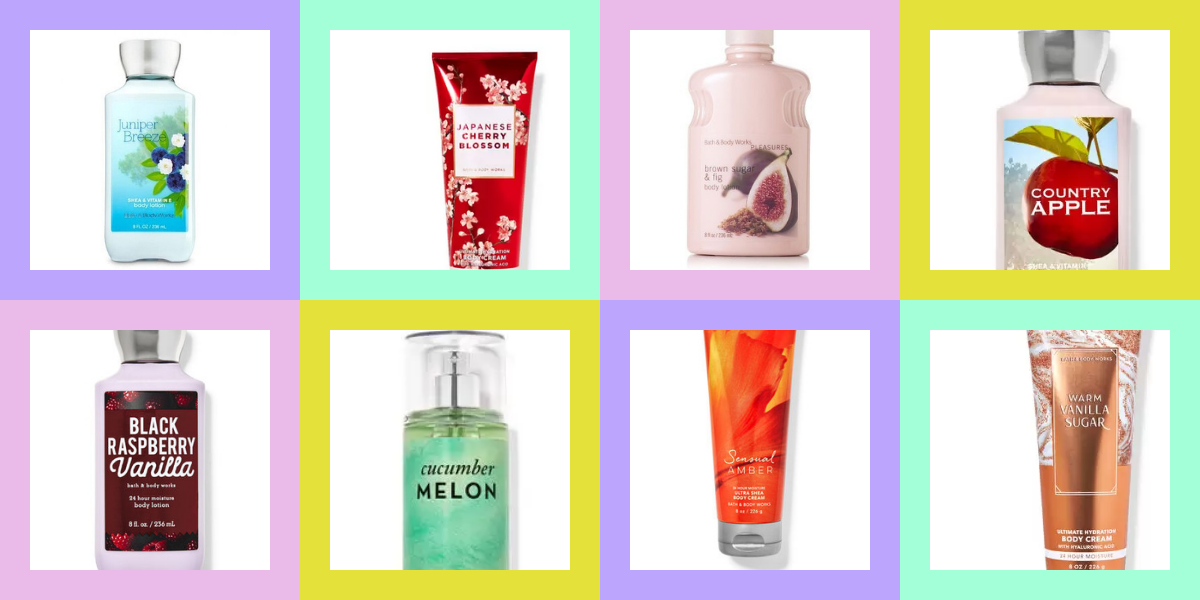 The feature image from Dani's "Which Classic Bath & Body Works Scent Are You?" quiz which features the packaging for several different Bath & Body Works scent.