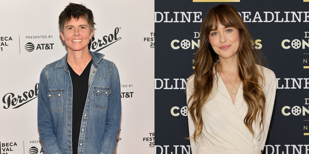 This is a photo of Tig Notaro and Dakota Johnson from the Pop Culture Fix: Tig Notaro and Dakota Johnson are Making The “Lesbian Falls for Best Friend