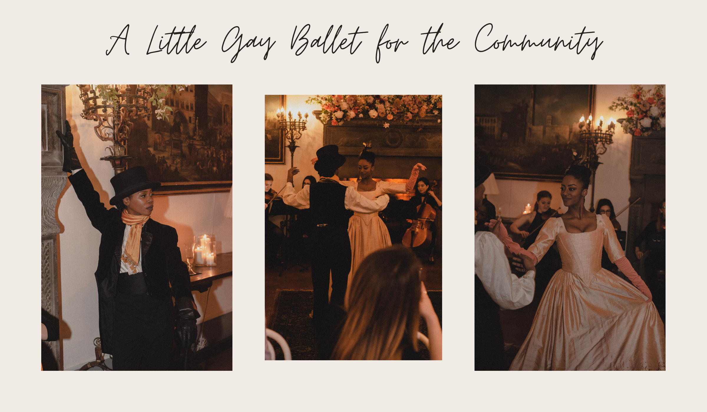 collage of two queer Black ballerinas performing in Victorian costumes
