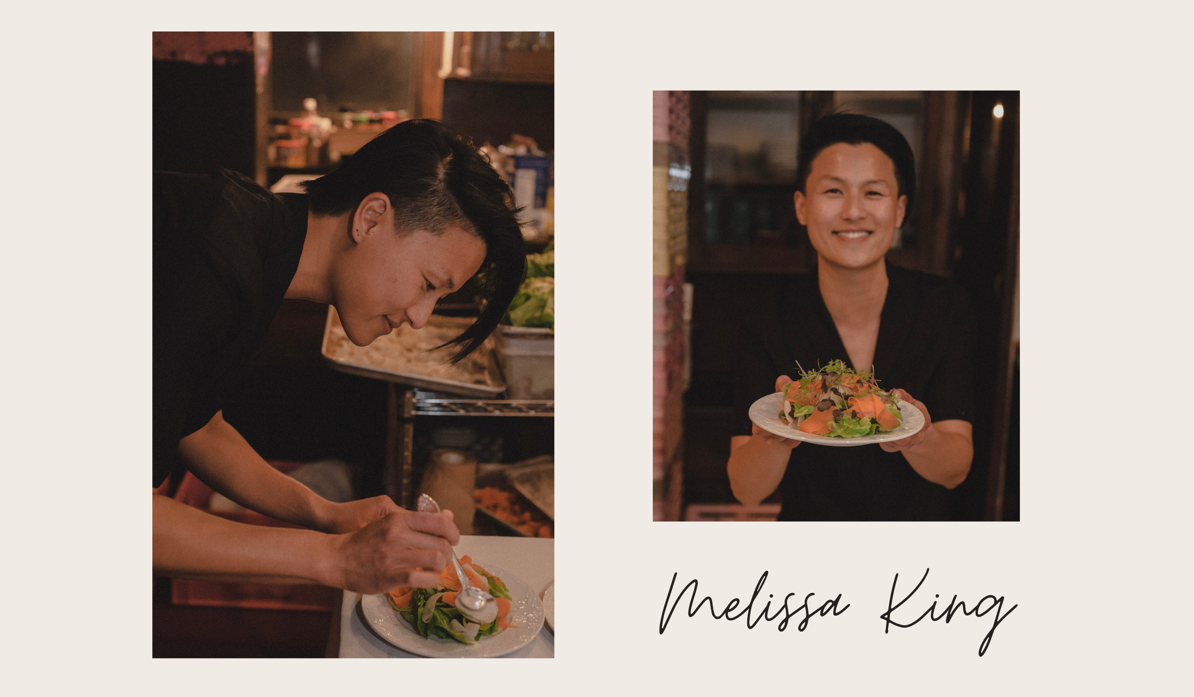 Melissa King making a bib salad