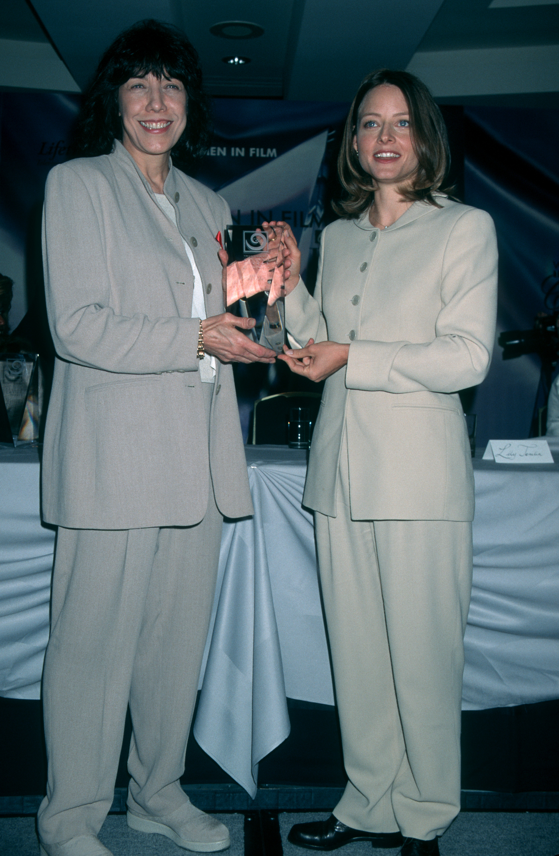 CENTURY CITY, CA - JUNE 21: Actresses Lily Tomlin and Jodie Foster attending 20th Annual Women in Film Crystal Awards on June 21, 1996 at the Century Plaza Hotel in Century City, California. (Photo by Ron Galella, Ltd./Ron Galella Collection via Getty Images)
