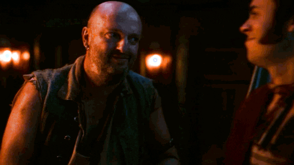 Ed and Stede flirt with each other on the boat deck, saying "That was hot."