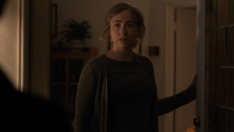Pam stands at her doorway, looking shocked