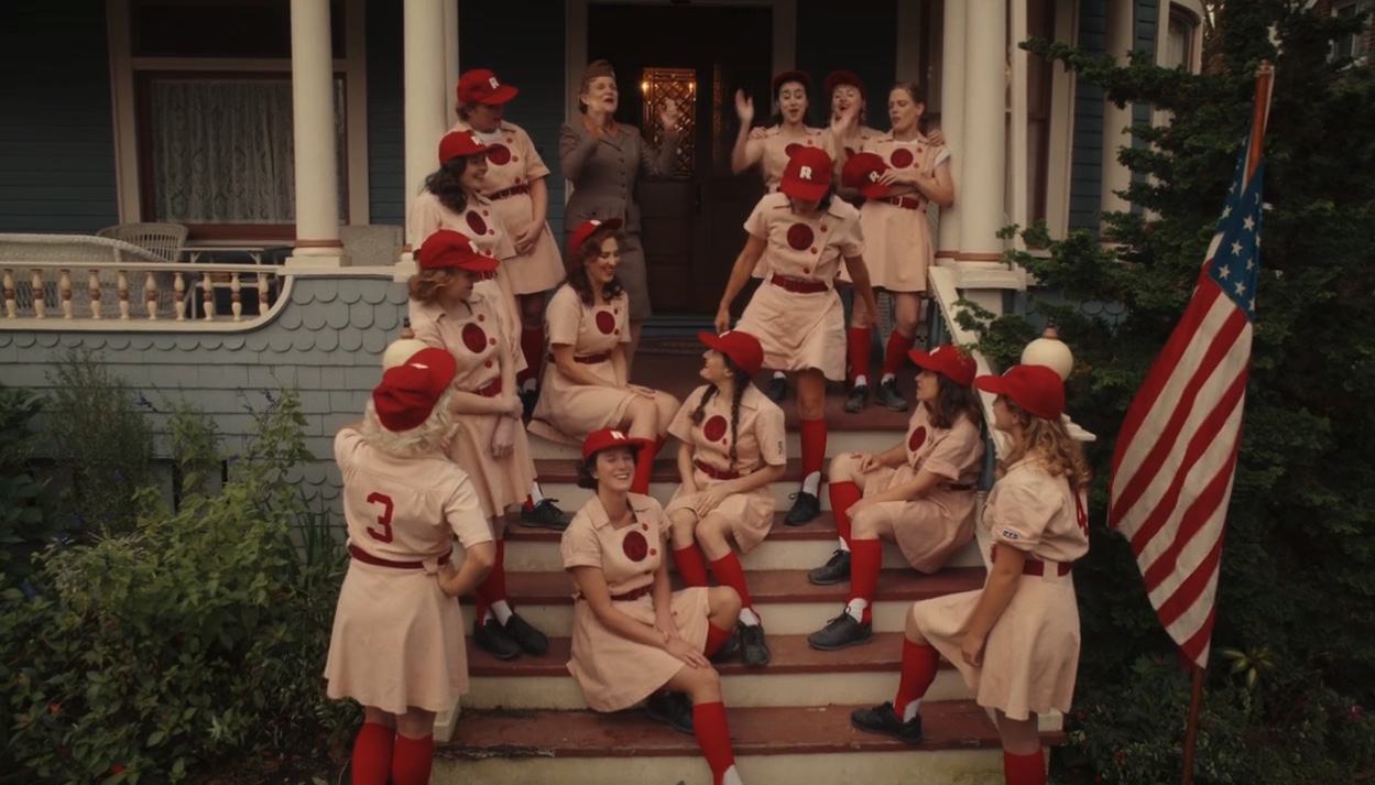 the "League of Their Own" players on the porch
