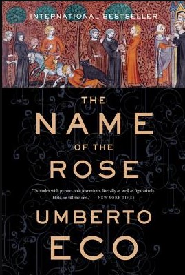 the cover of The Name of the Rose shows an old european painting with medieval people in it. They look gossipy