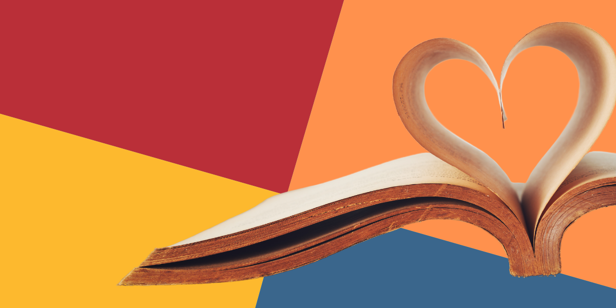 Book pages in the shape of a heart