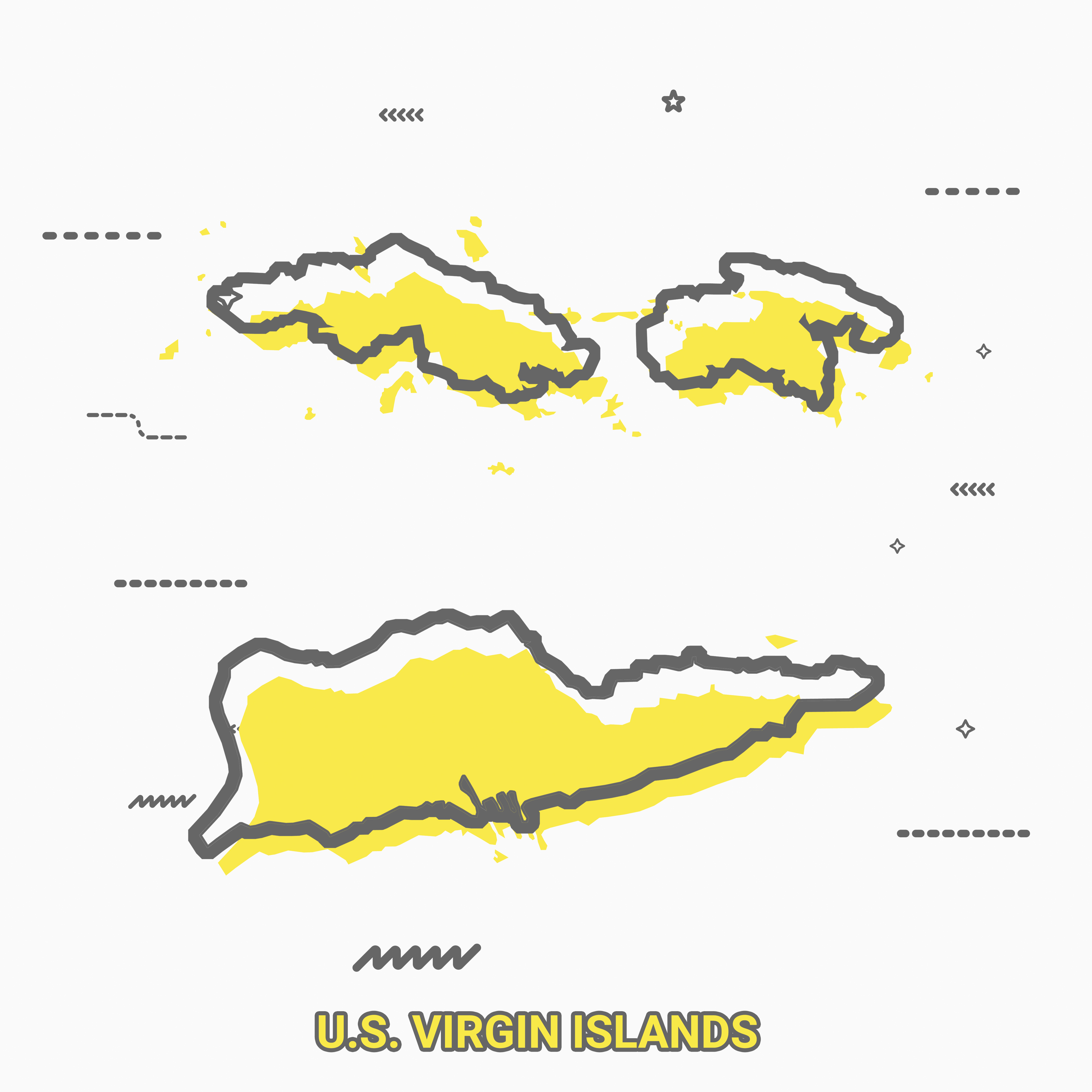 A Yellow Outline of the US Virgin Islands