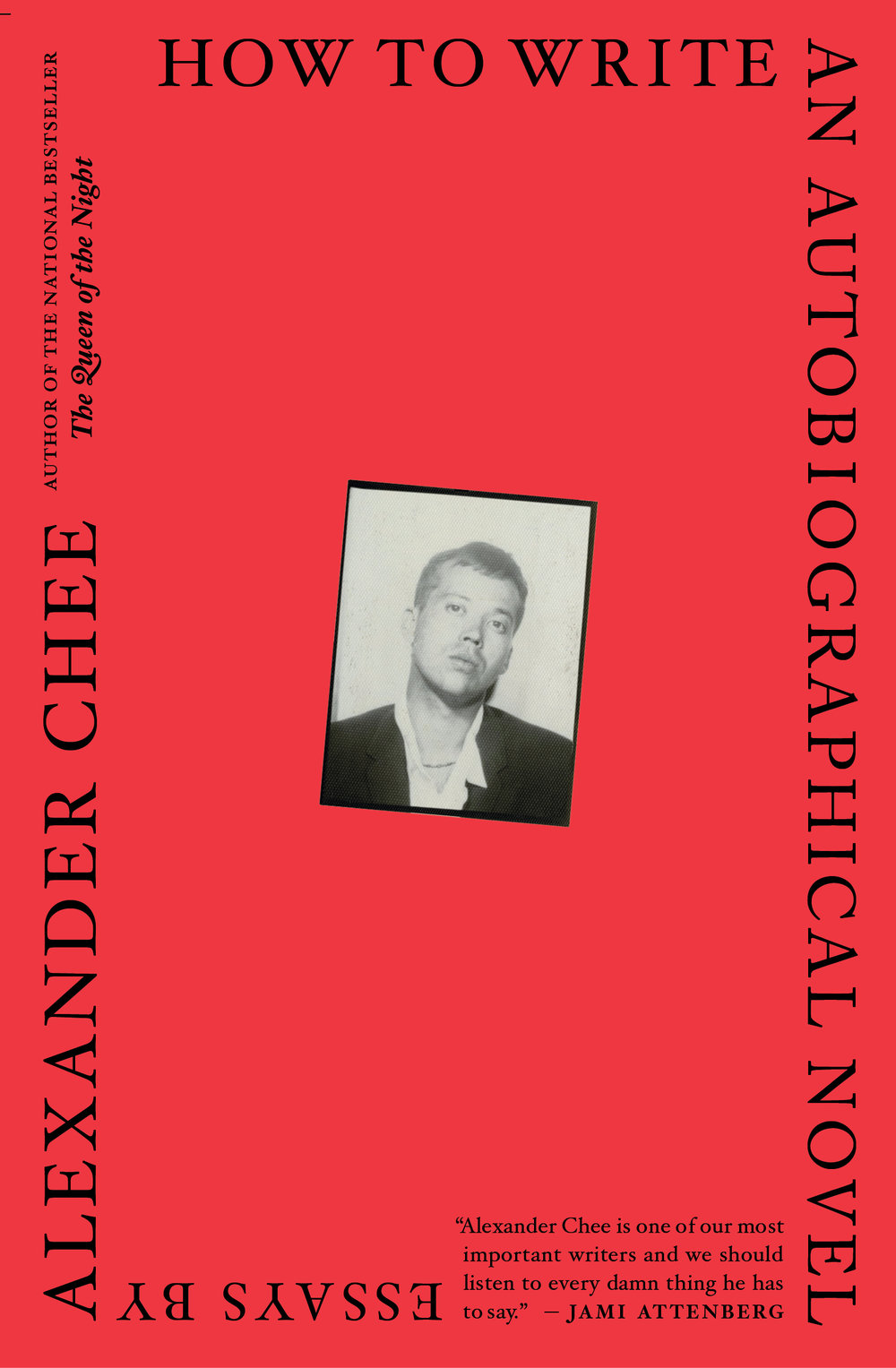 how to write an autobiographical novel featuring a photo of the author in the center of a bright red cover