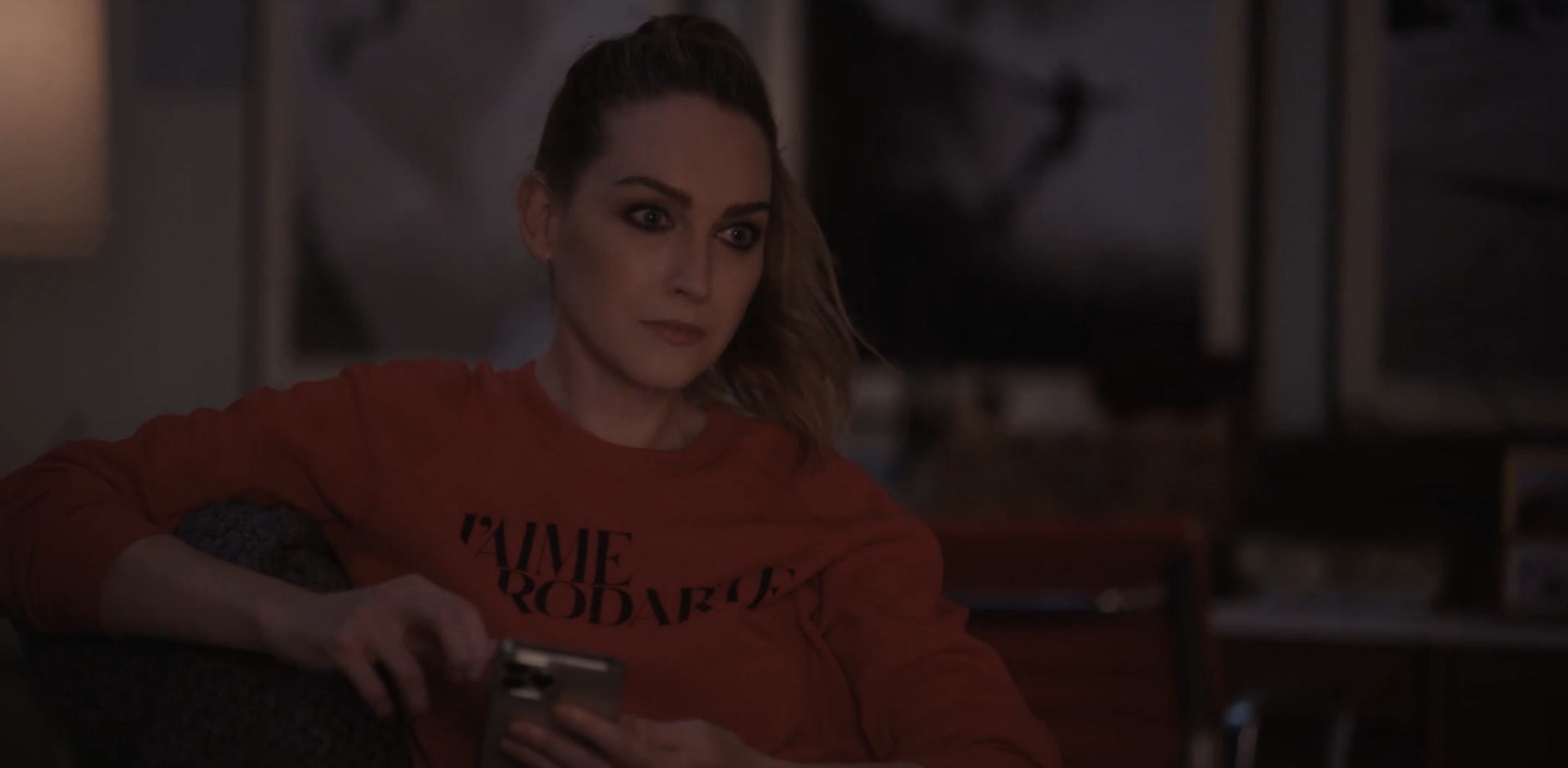 Tess on her phone
