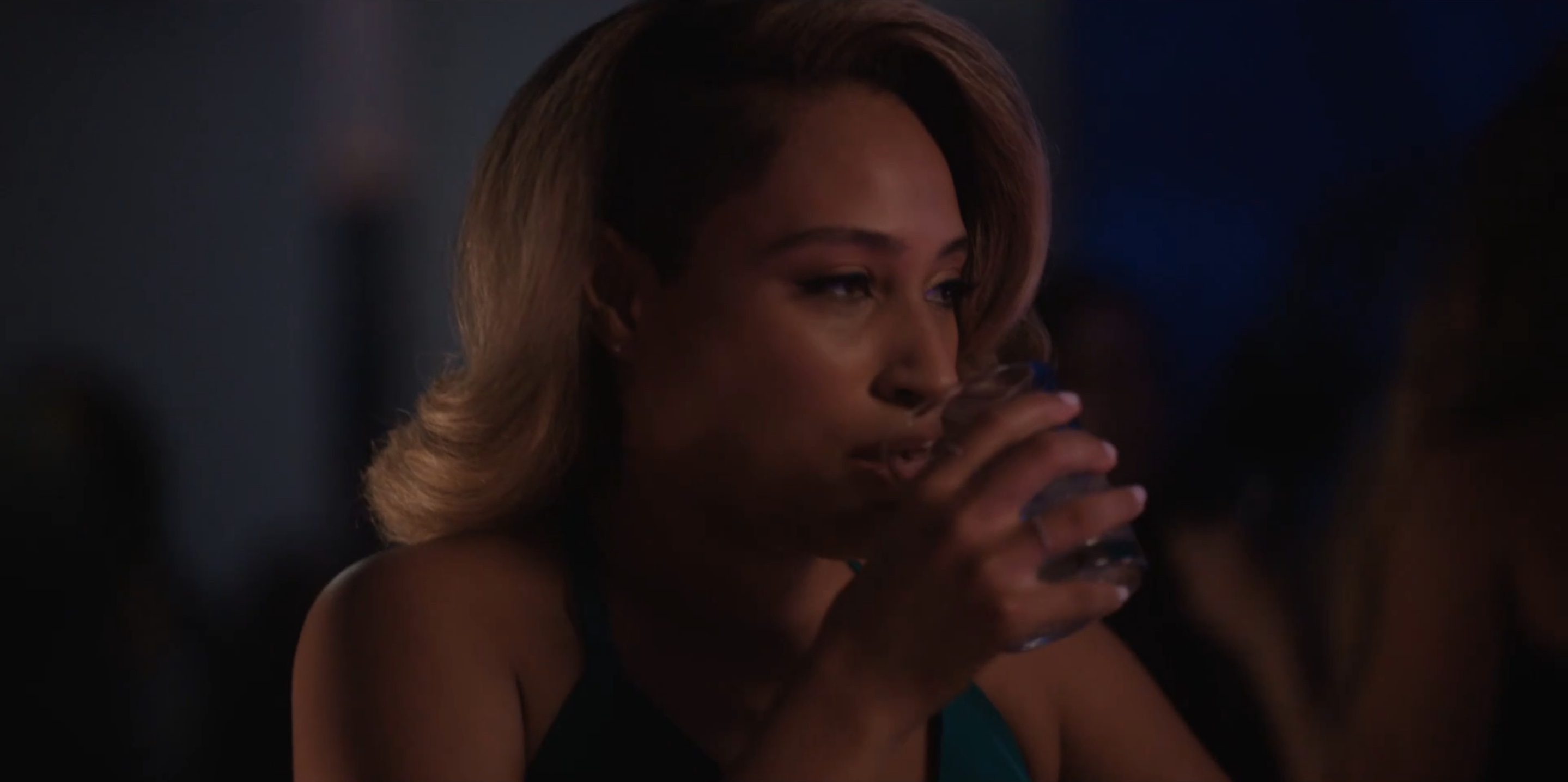 Sophie takes a drink