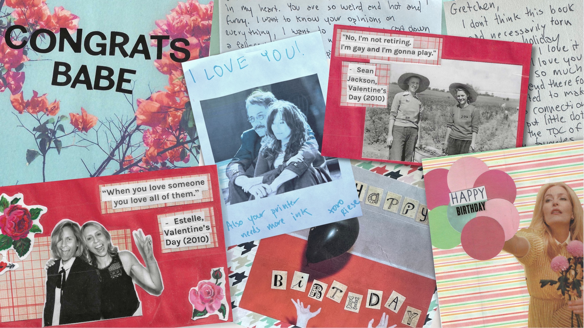 collage of cards riese made for gretchen