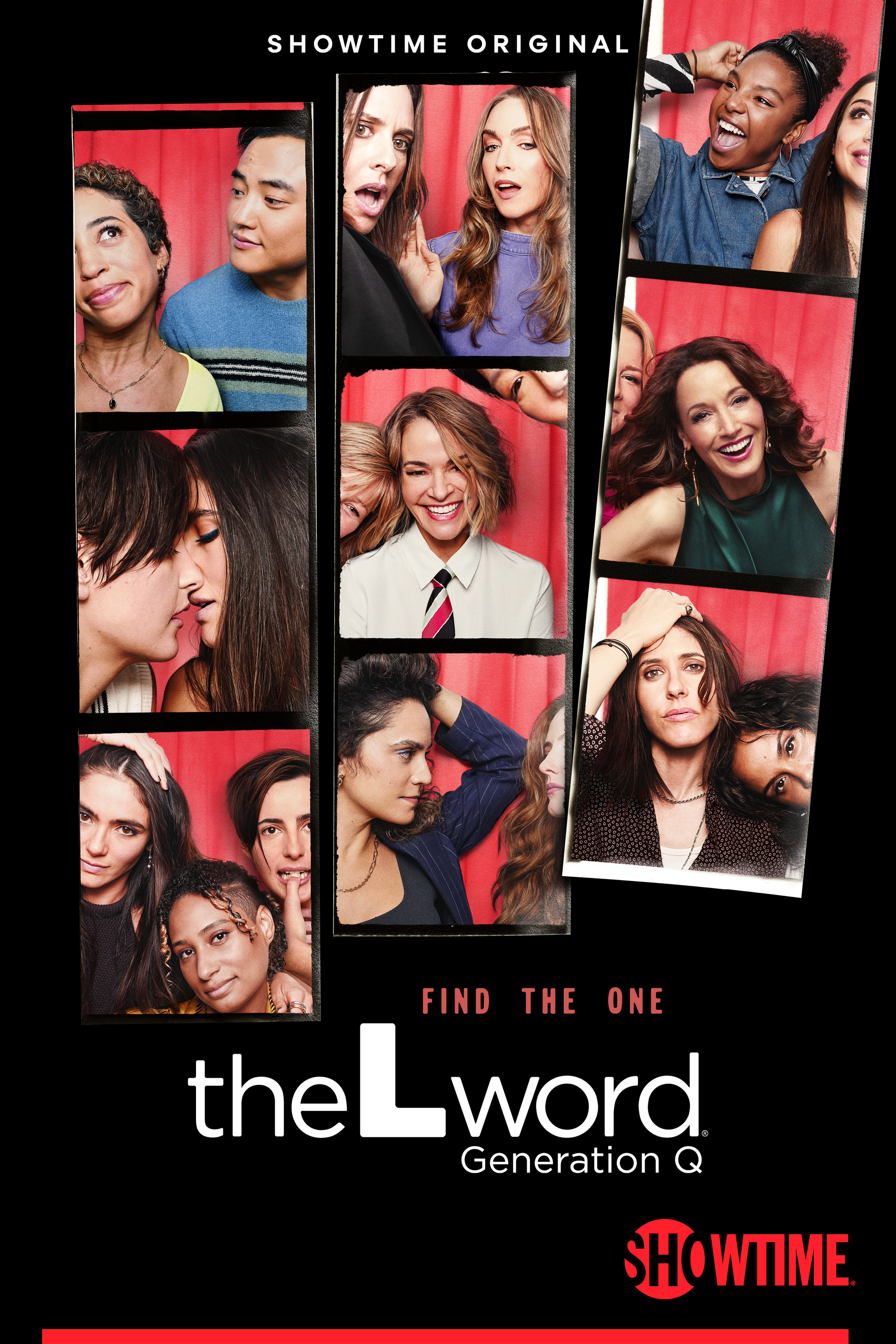 the cover of the l word gen q featuring photo booth esque photos of the main cast smiling