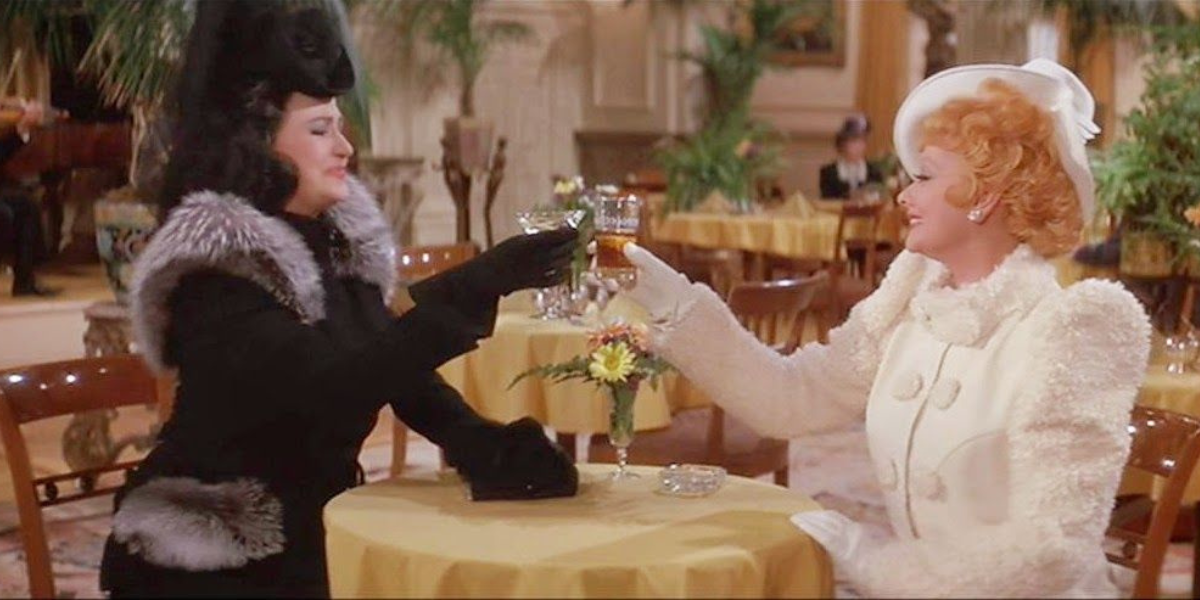 Lucille Ball & Bea Arthur in the Mame movie clink glasses