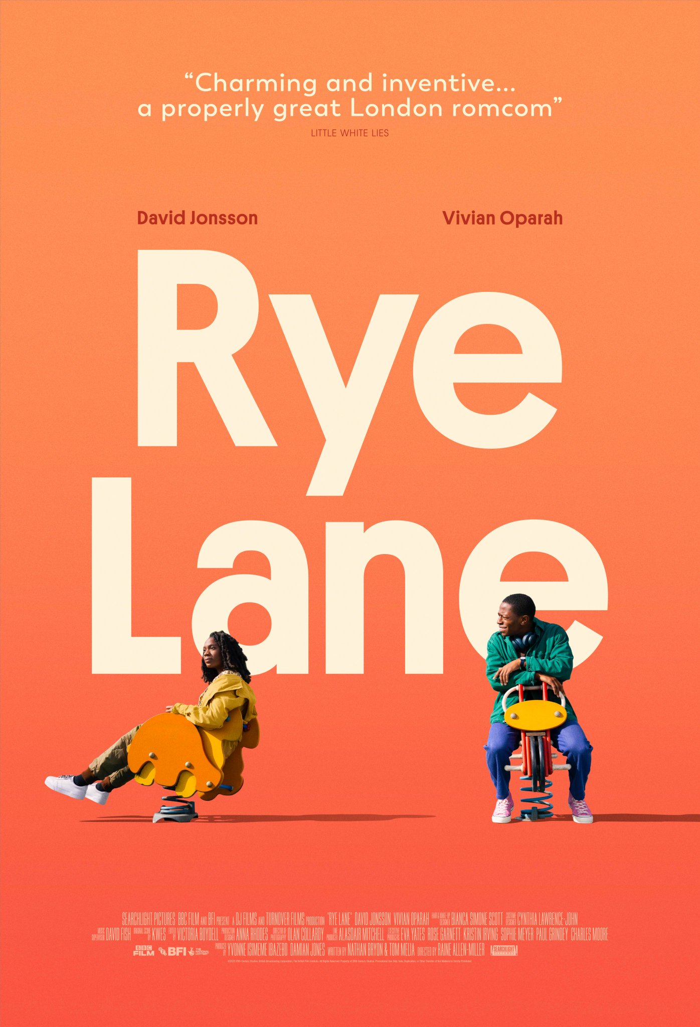 the cover of rye lane featuring two adults sitting on playground equipment