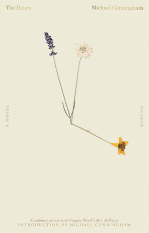 the cover of the hours features a stark three pressed flowers in the shape of the three hands of a clock