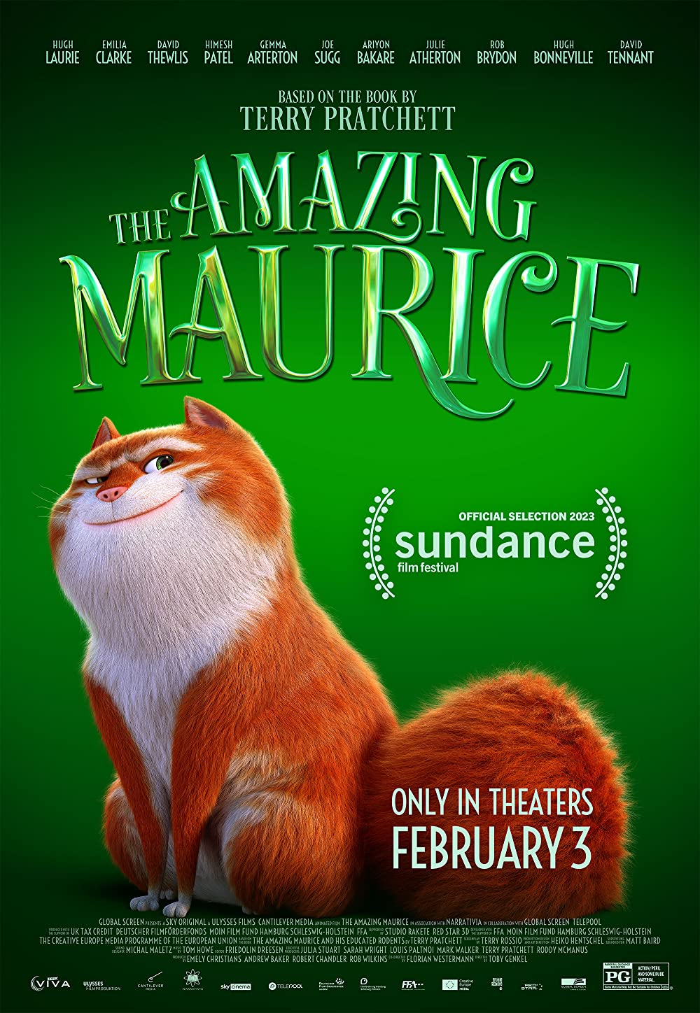 the cover of the amazing maurice featuring a large cat