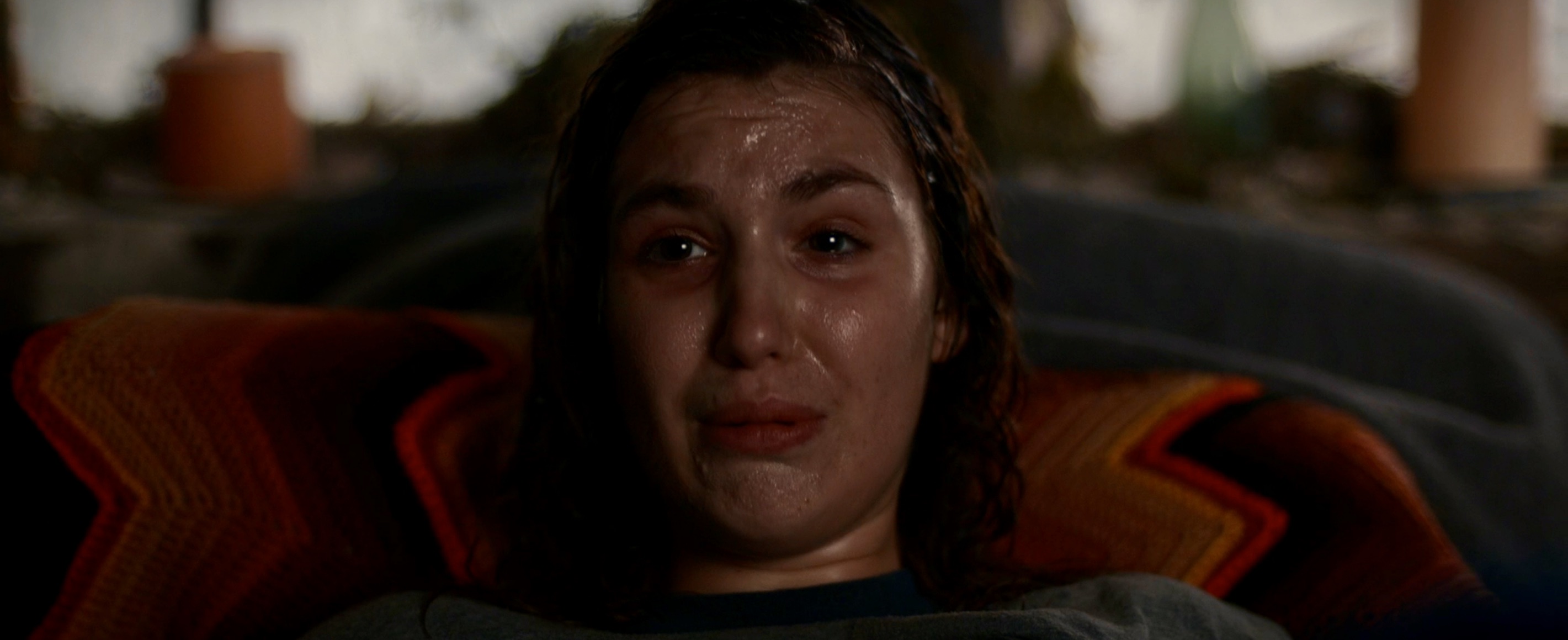 Shauna during labor, sweating profusely