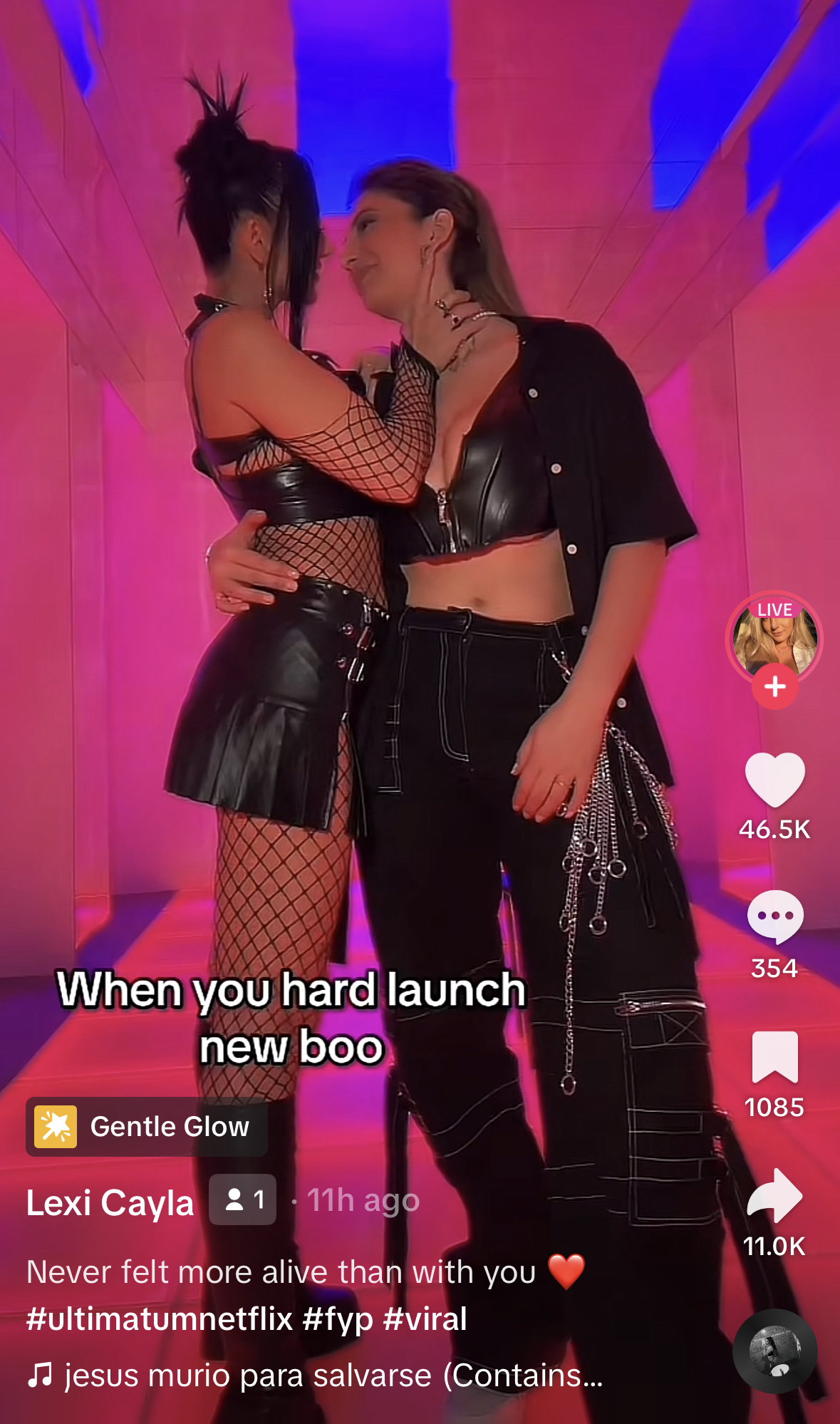 Lexi and her girlfriend in leather outfits "when you hard launch new boo"