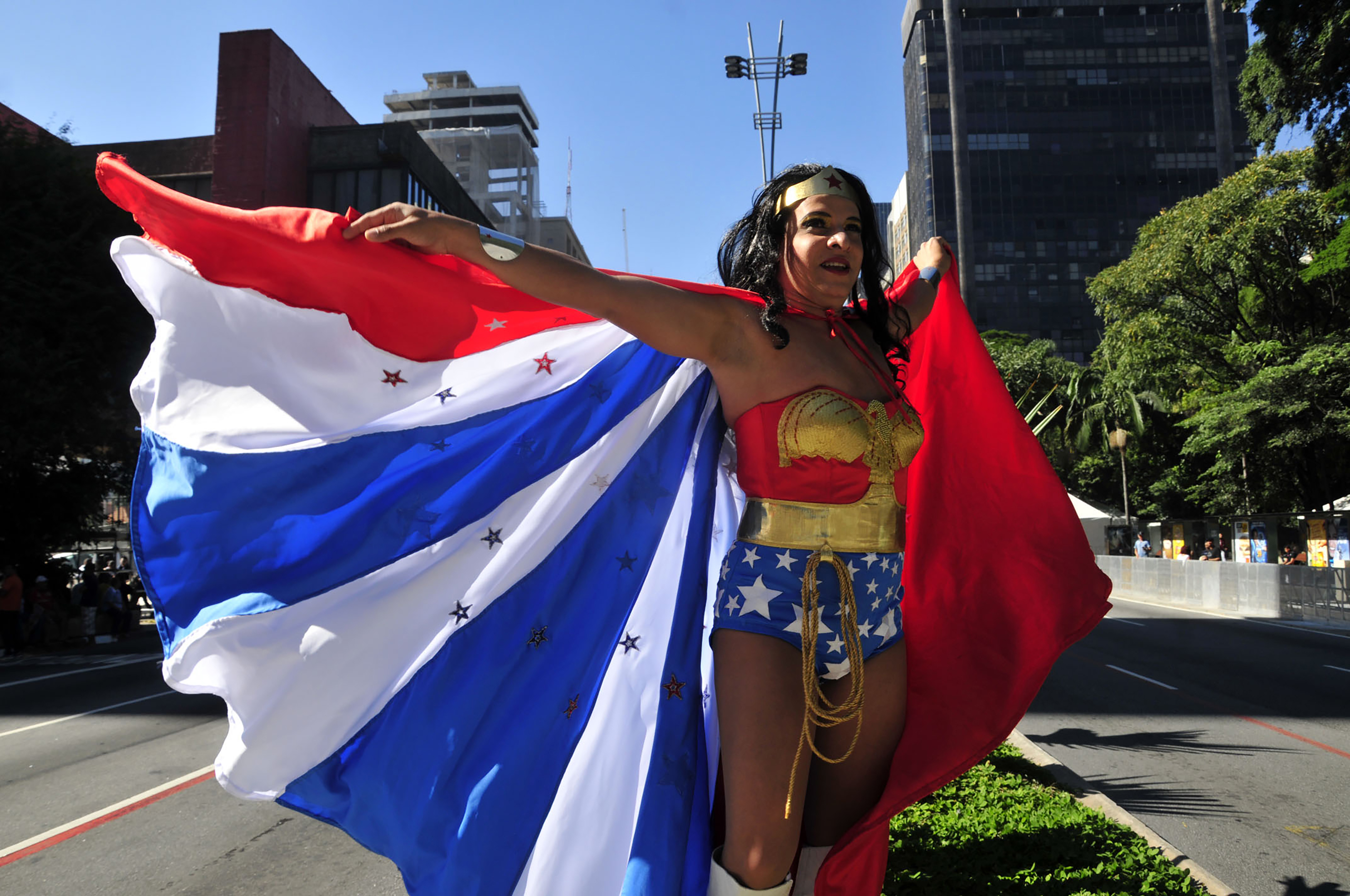 The Sao Paulo Pride Parade on Avenida Paulista in Sao Paulo, Brazil, on Sunday, June 11, 2023. Sao Paulo hosts one of the largest annual Pride events in the world, regularly seeing millions of people celebrating and parading down the city's main thoroughfare. (Photo by Cris Faga/NurPhoto via Getty Images)