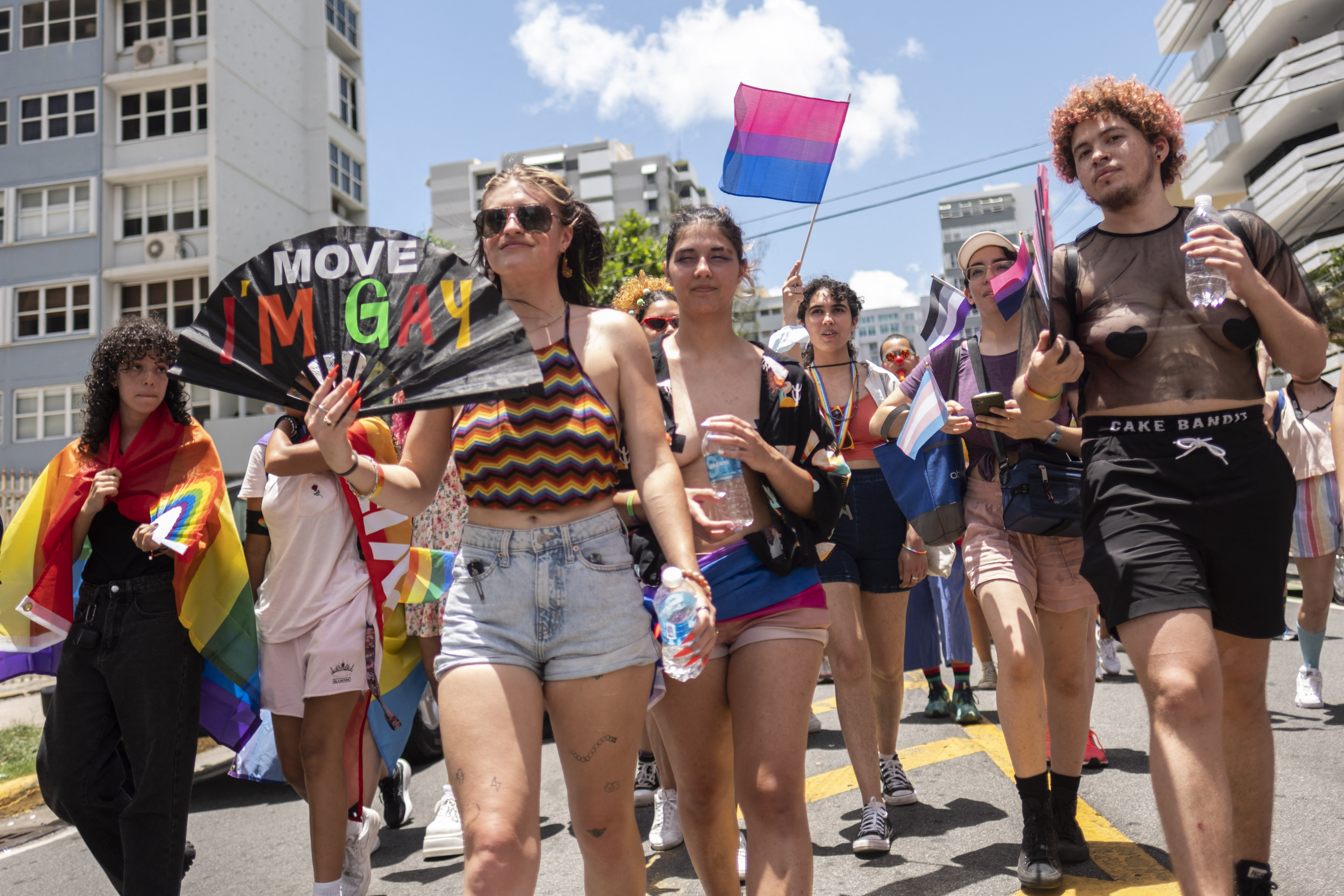 People take part in the Puerto Rico Pride Parade in San Juan, Puerto Rico, on June 4, 2023.