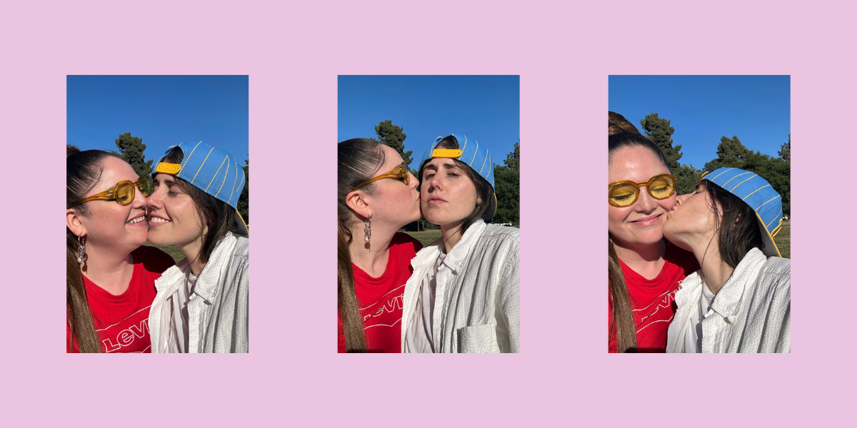 Meg Stalter and her partner smooching