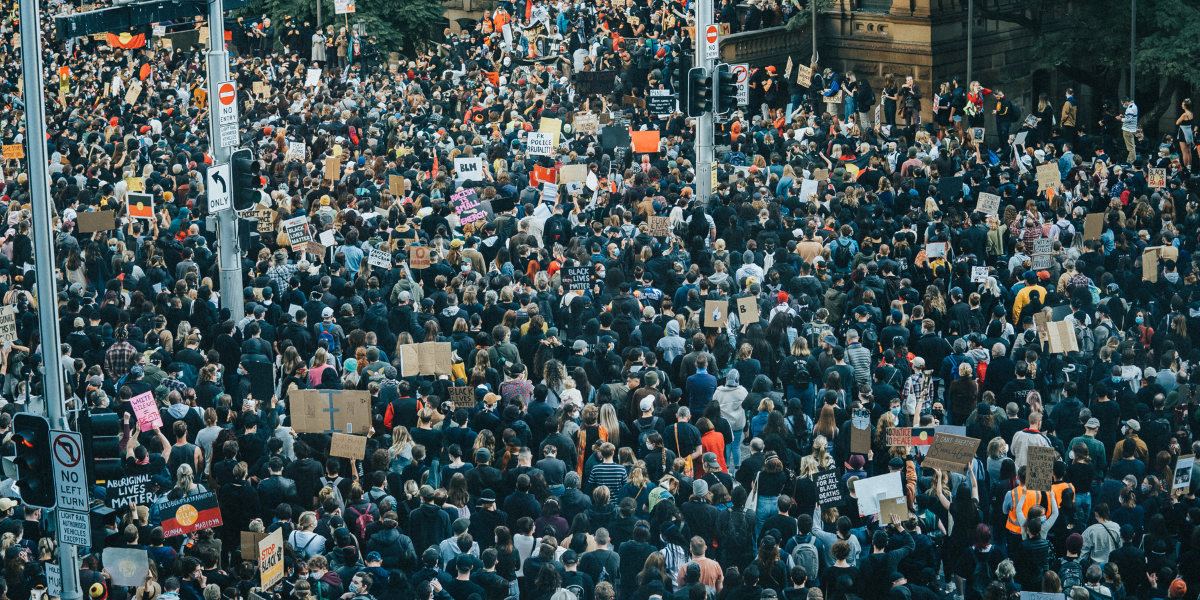 a crowded protest