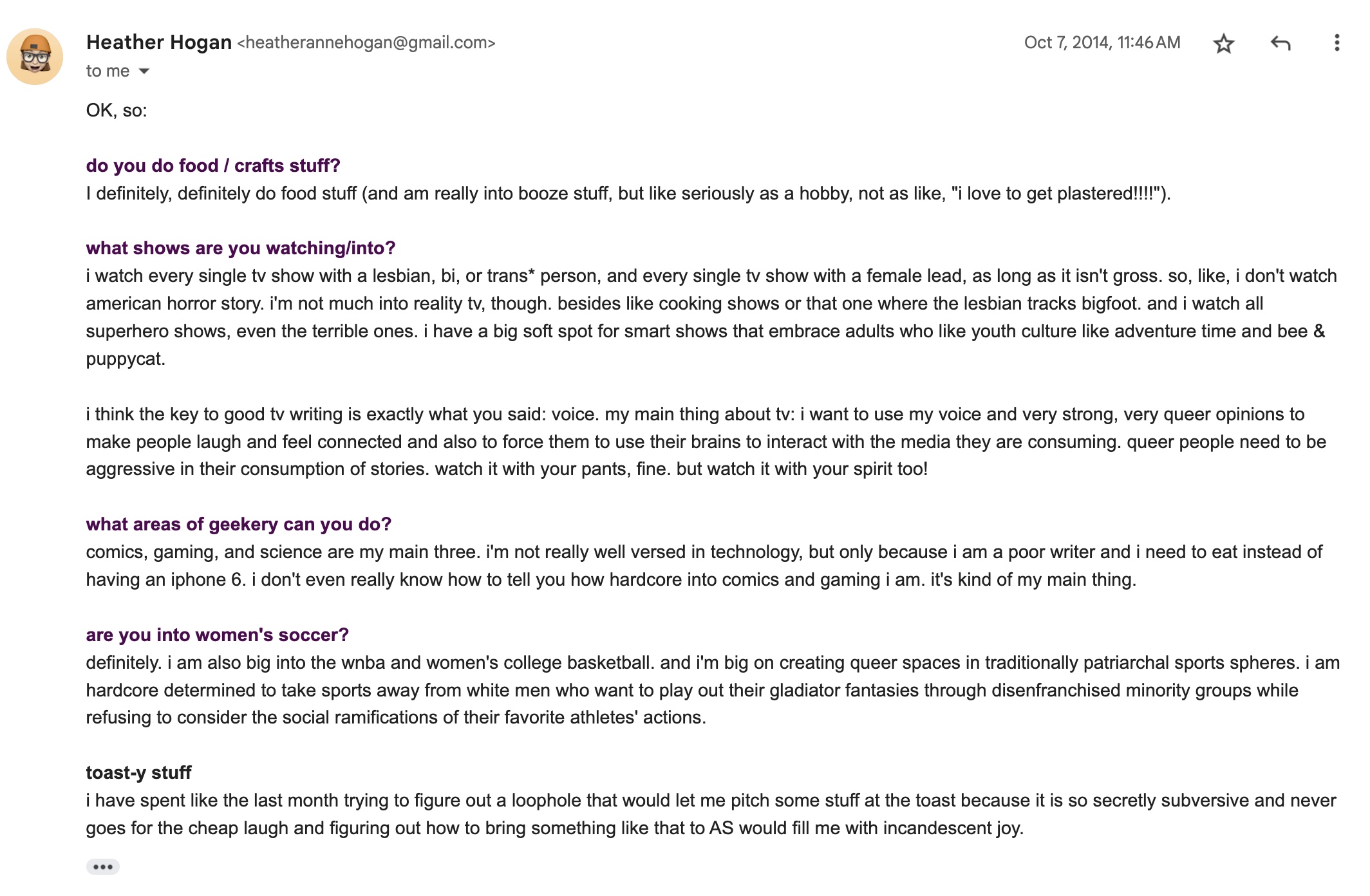 email from heather