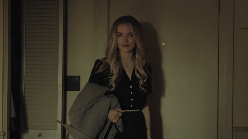 The Fall of the House of Usher: Young Madeline turns back from the door to give a quizzical look