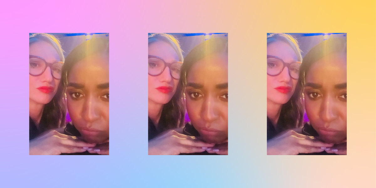 Jenna Lyons and Ayo Edebiri taking a selfie together