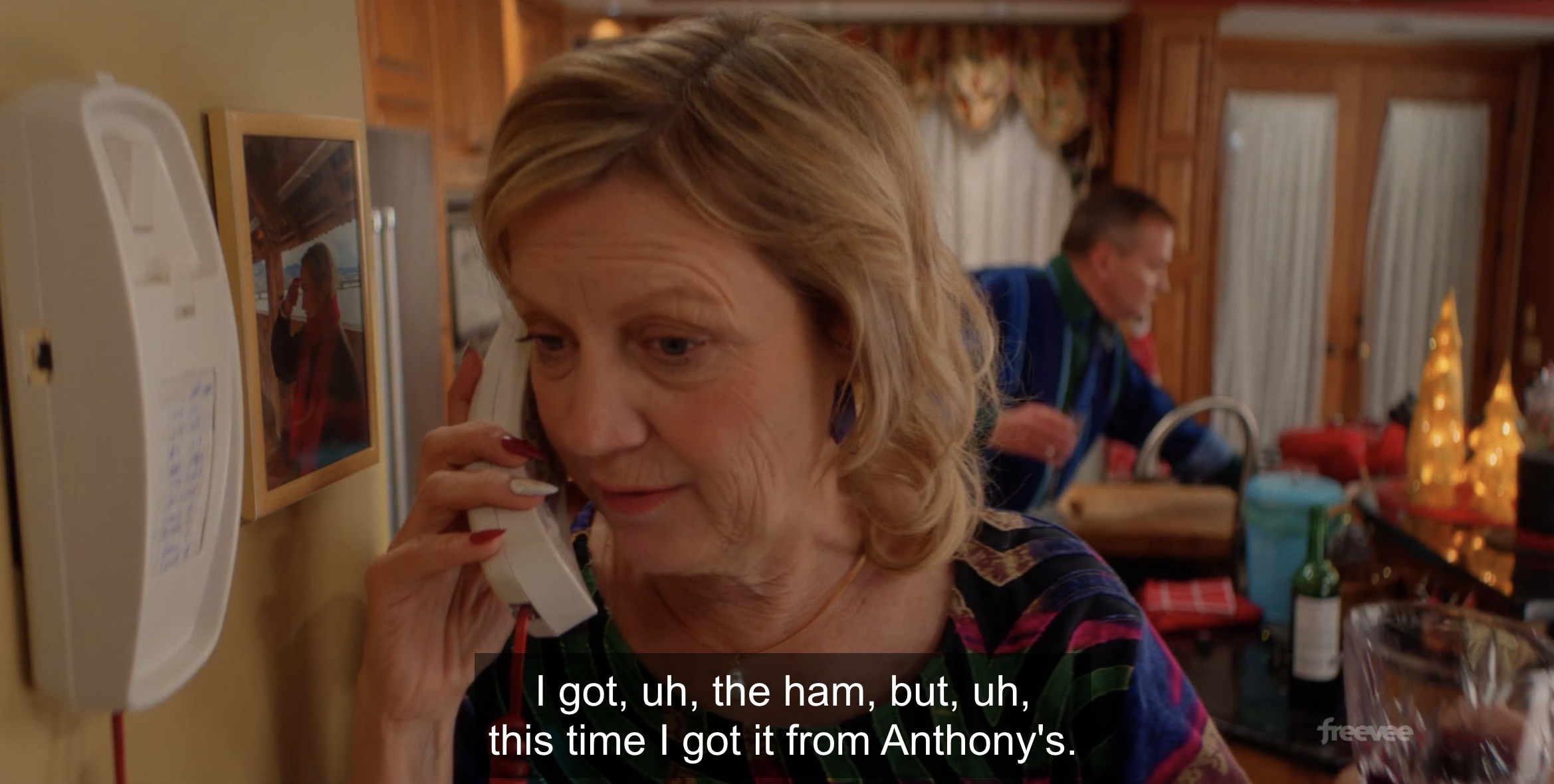 mom on the phone saying she got the ham from anthony's