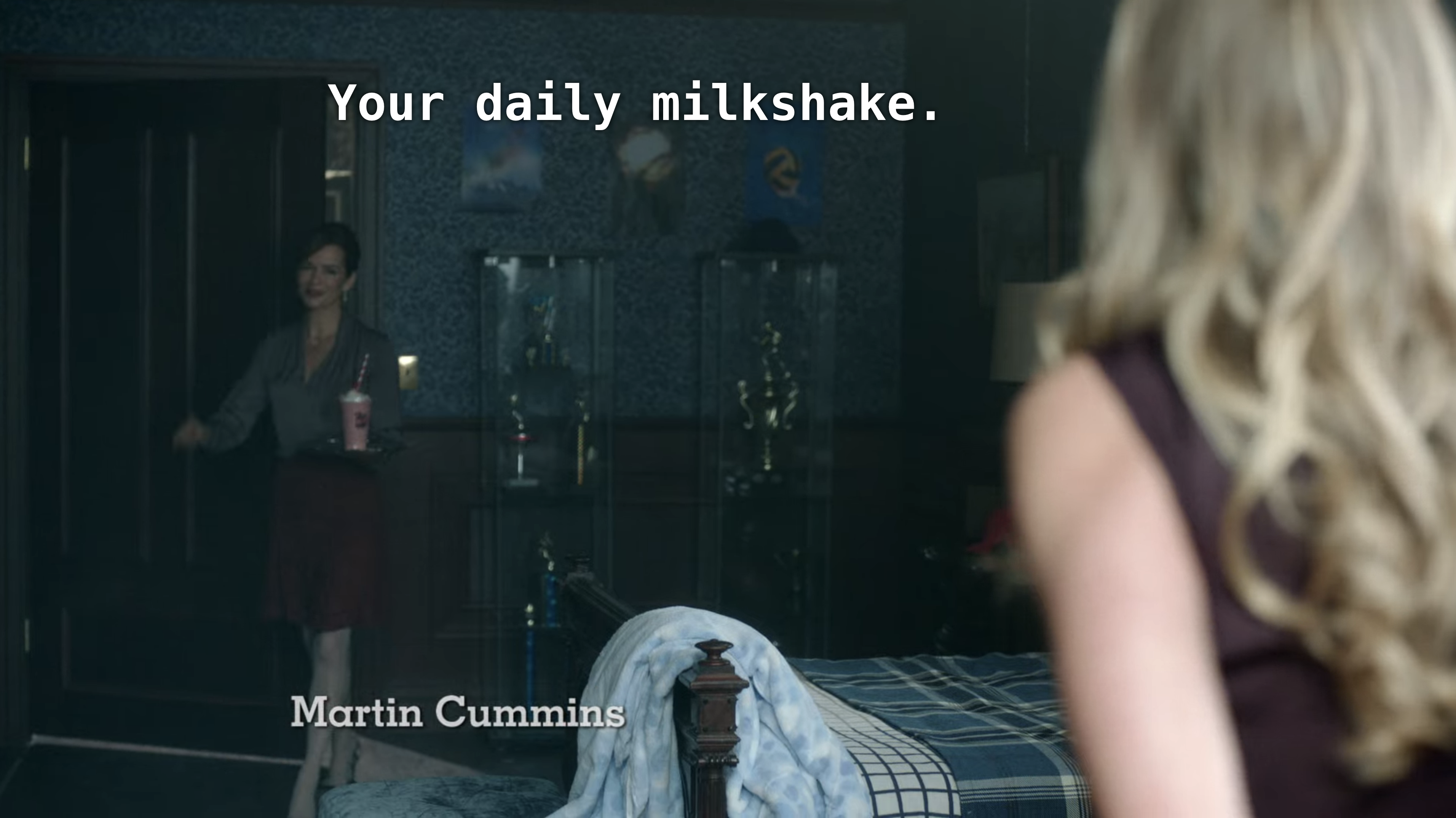 Cheryl's mom holding a milkshake. CC: Your daily milkshake.