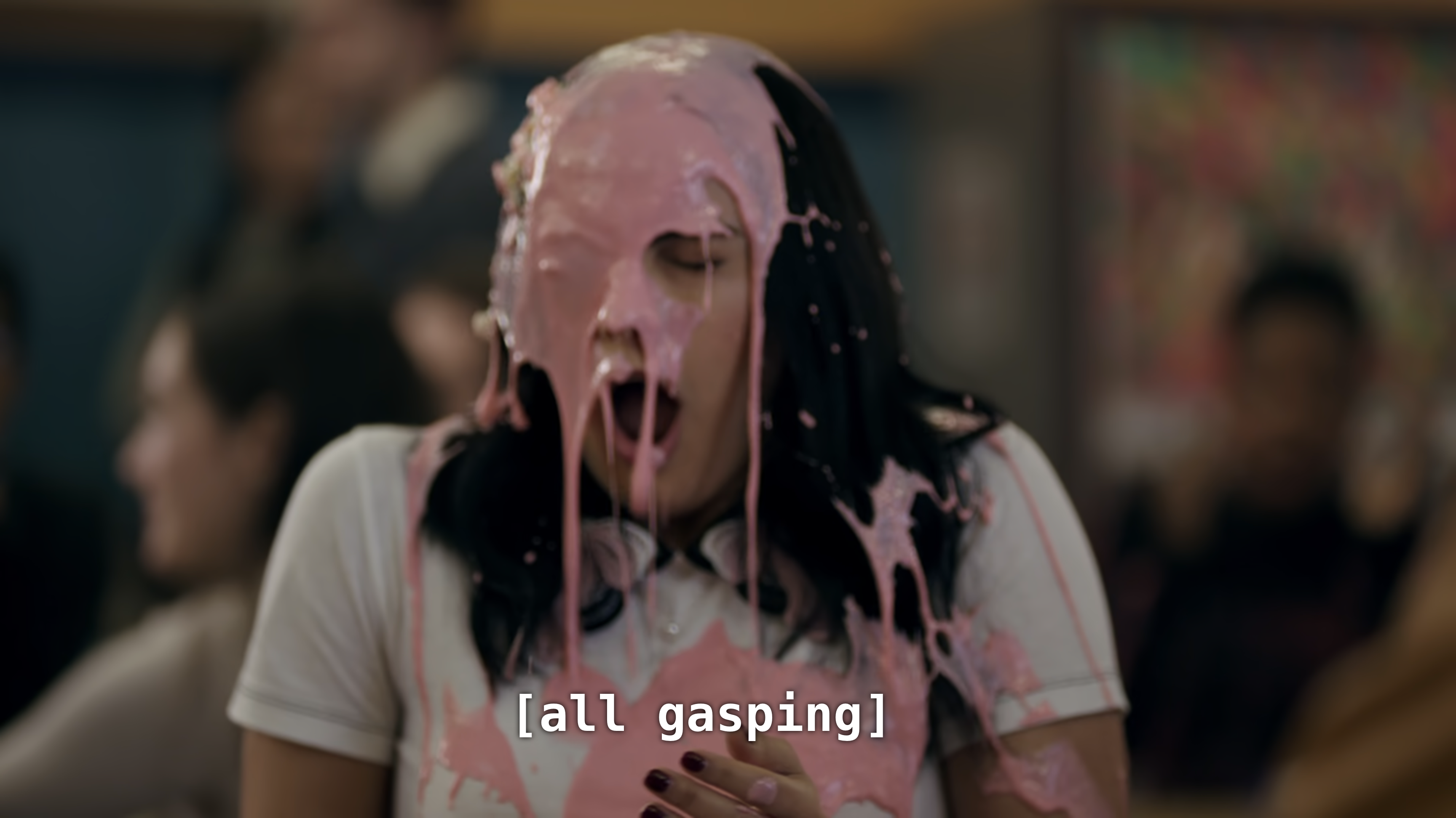 Veronica covered in milkshake. CC: [all gasping]
