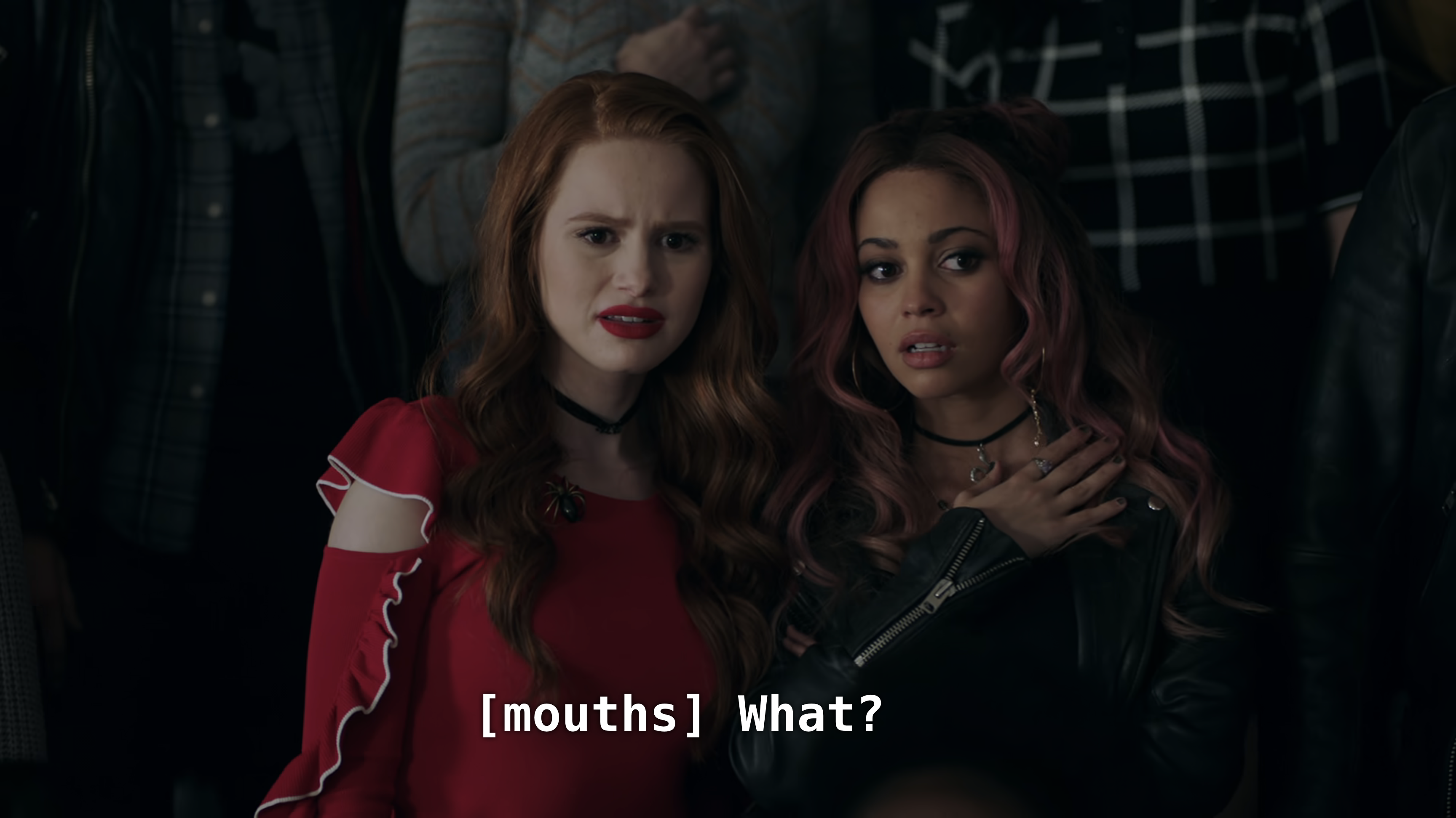 Cheryl and Toni watch Archie get arrested. [mouths] What?