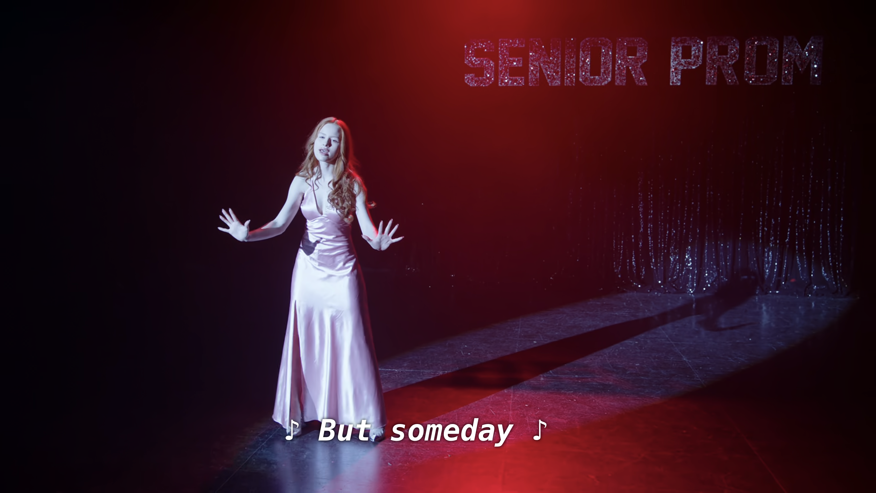 Cheryl sings on stage as Carrie White "But someday"