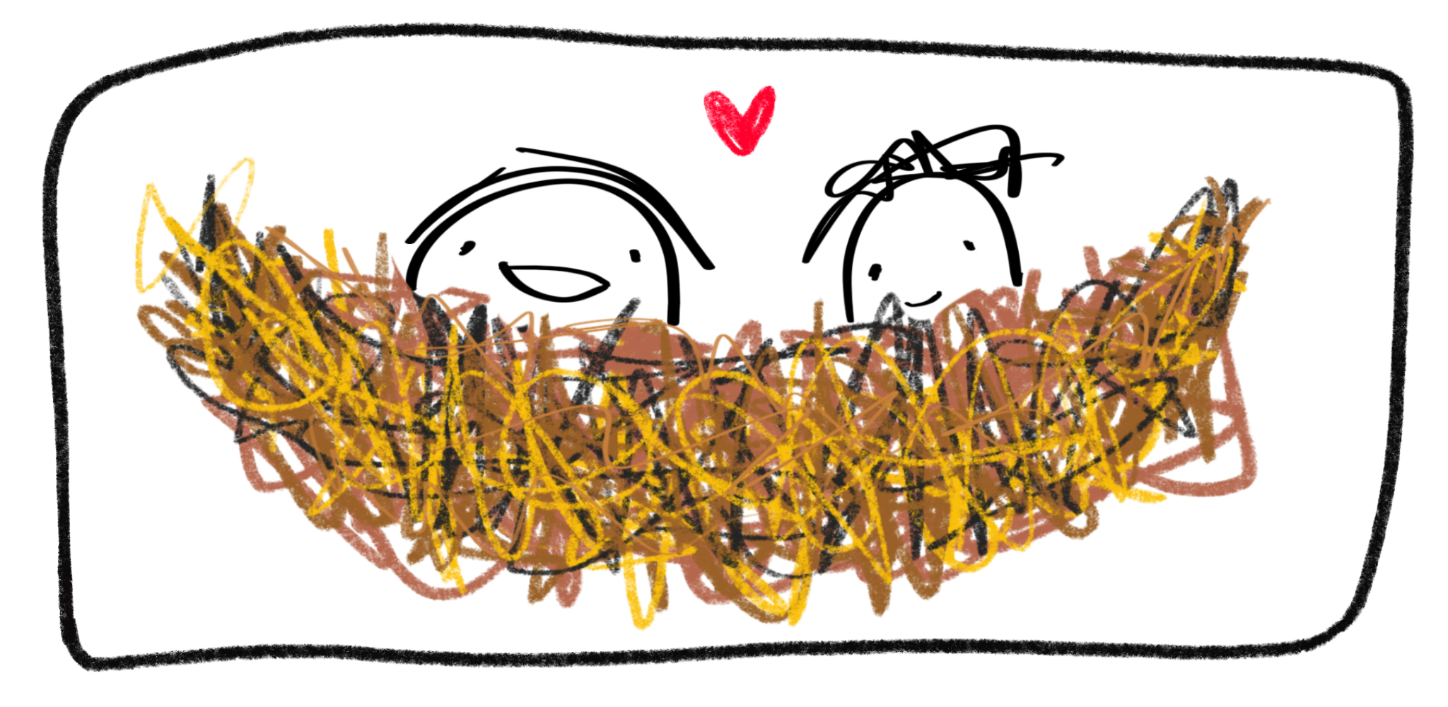 lesbian love languages cartoon for "nesting": two lesbians in a nest