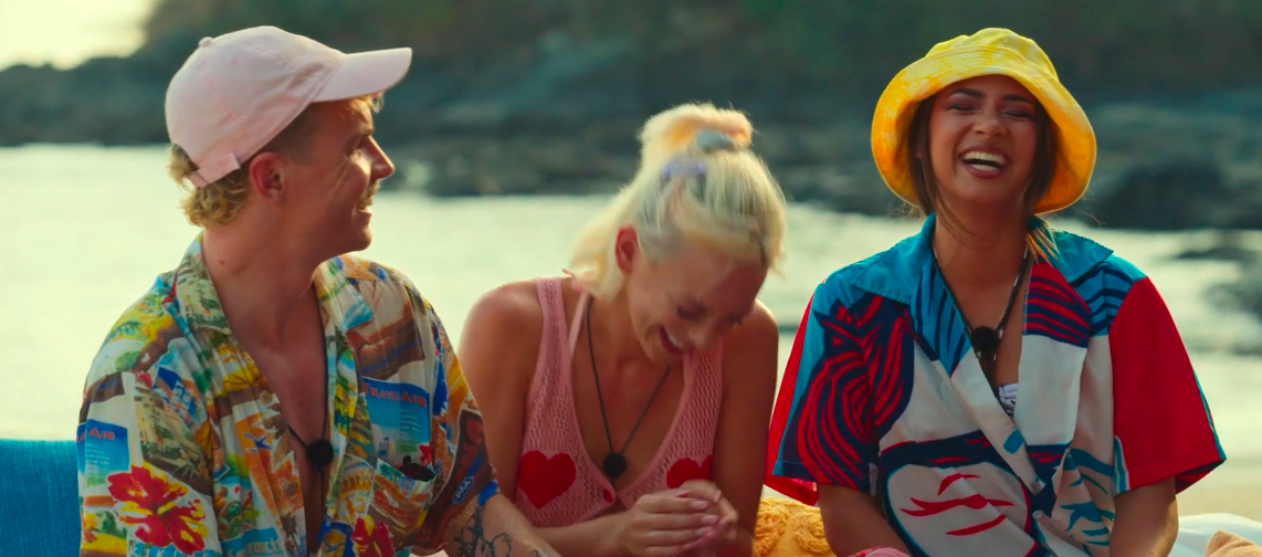 Couple to Throuple 104-106: Corey, Denyse and Wilder laugh on the beach