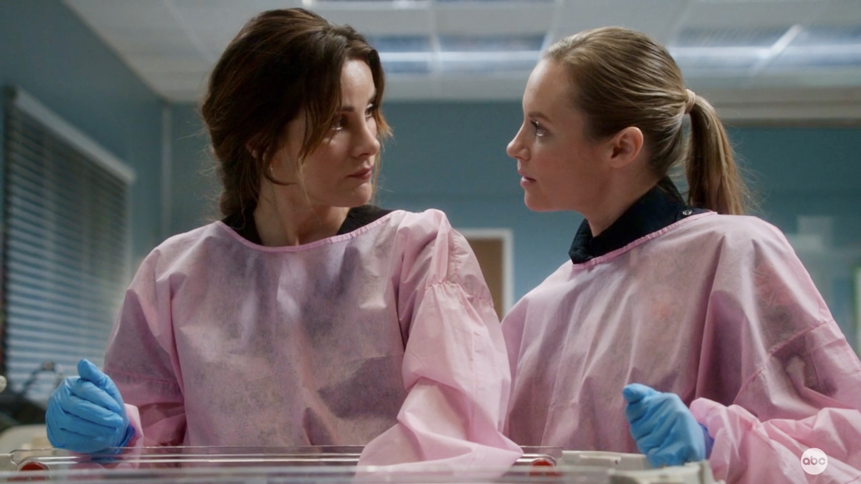 Carina and Maya look at each other lovingly on Station 19