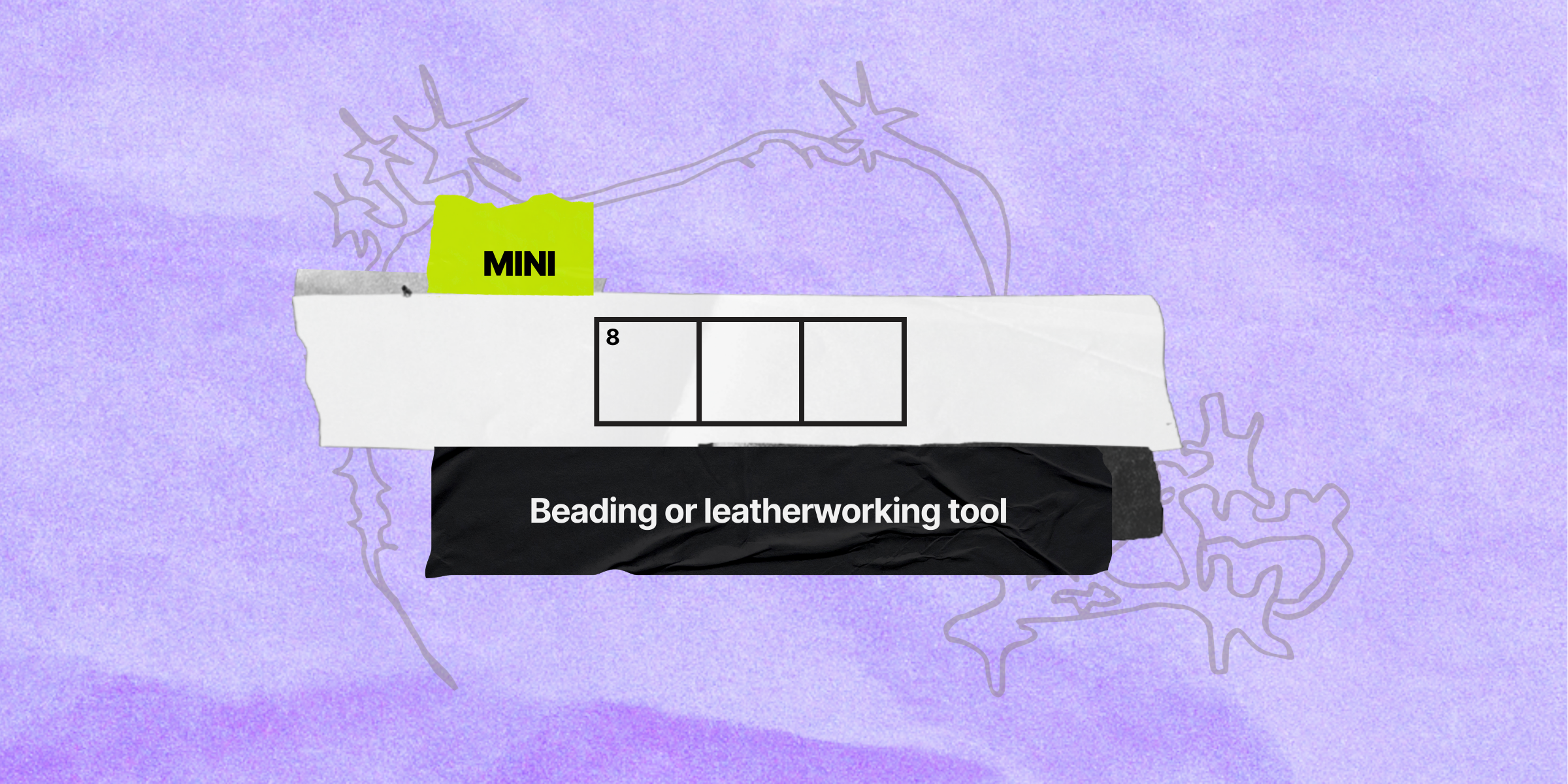 8 across / 3 letters / clue: Beading or leatherworking tool