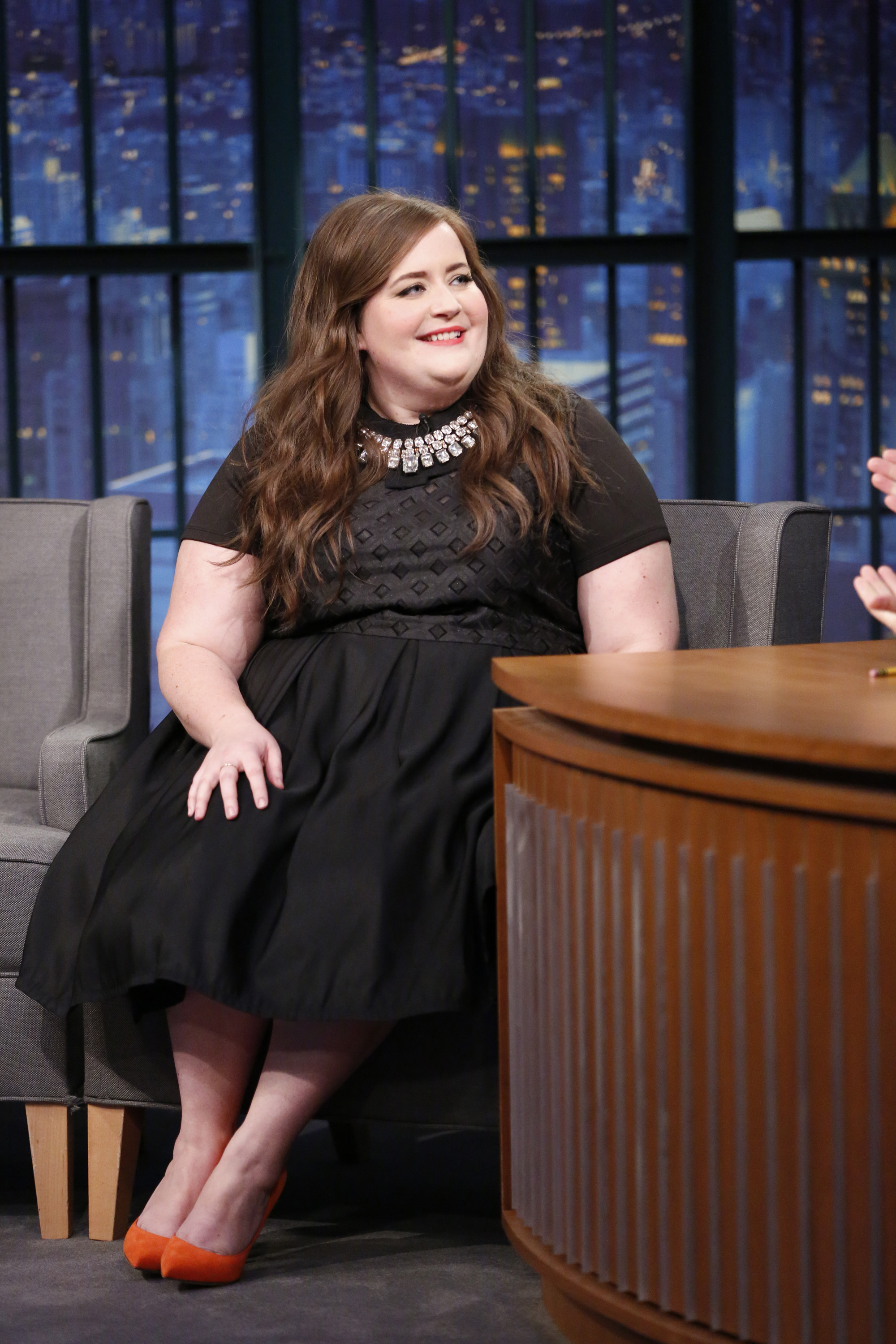 LATE NIGHT WITH SETH MEYERS -- Episode 324 -- Pictured: Comedian Aidy Bryant during an interview on February 9, 2016 --