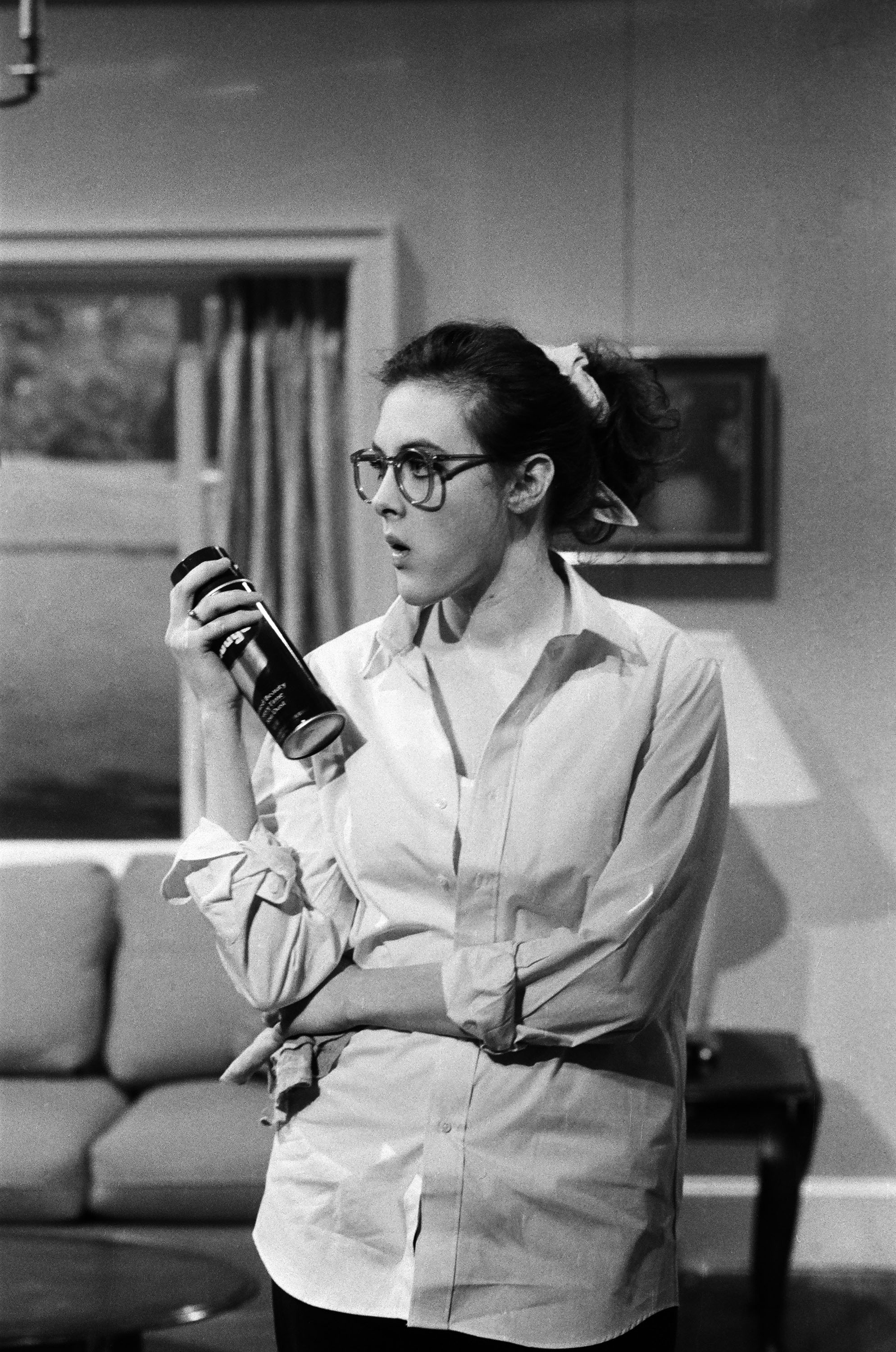 SATURDAY NIGHT LIVE -- Episode -- Pictured: Joan Cusack as Linda Jensen during 'The Limits Of The Imagination' skit on February 8, 1986