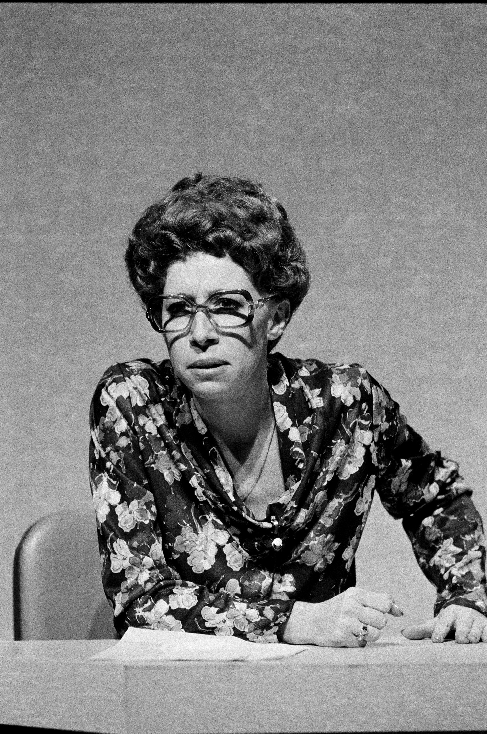 SATURDAY NIGHT LIVE -- Episode 4 -- Air Date 10/31/1981 -- Pictured: Mary Gross during "SNL Newsbreak" on October 31, 1981 --