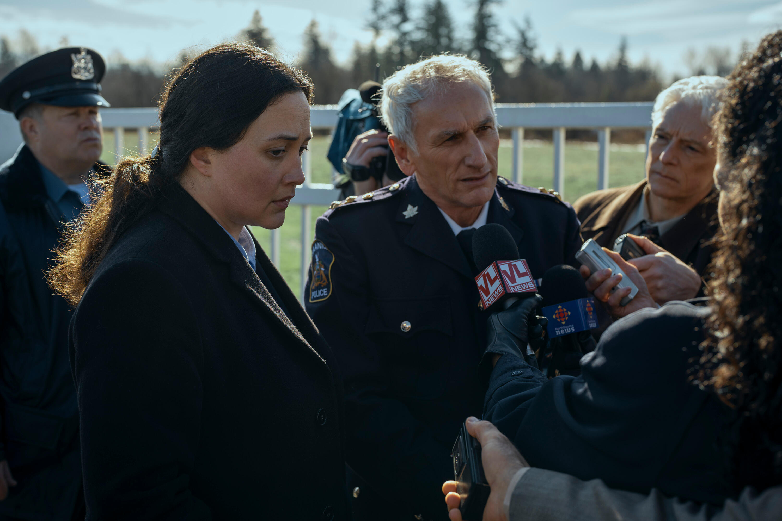 Under The Bridge -- “When The Heat Comes Down” - Episode 105 -- Tensions rise as suspicions surround the teens. Rebecca and Cam hatch a plan — but an unexpected detour leads Rebecca down a strange rabbit hole, resulting in a new bond. Cam (Lily Gladstone) and Roy (Matt Craven), shown. (Photo by: Darko Sikman/Hulu)