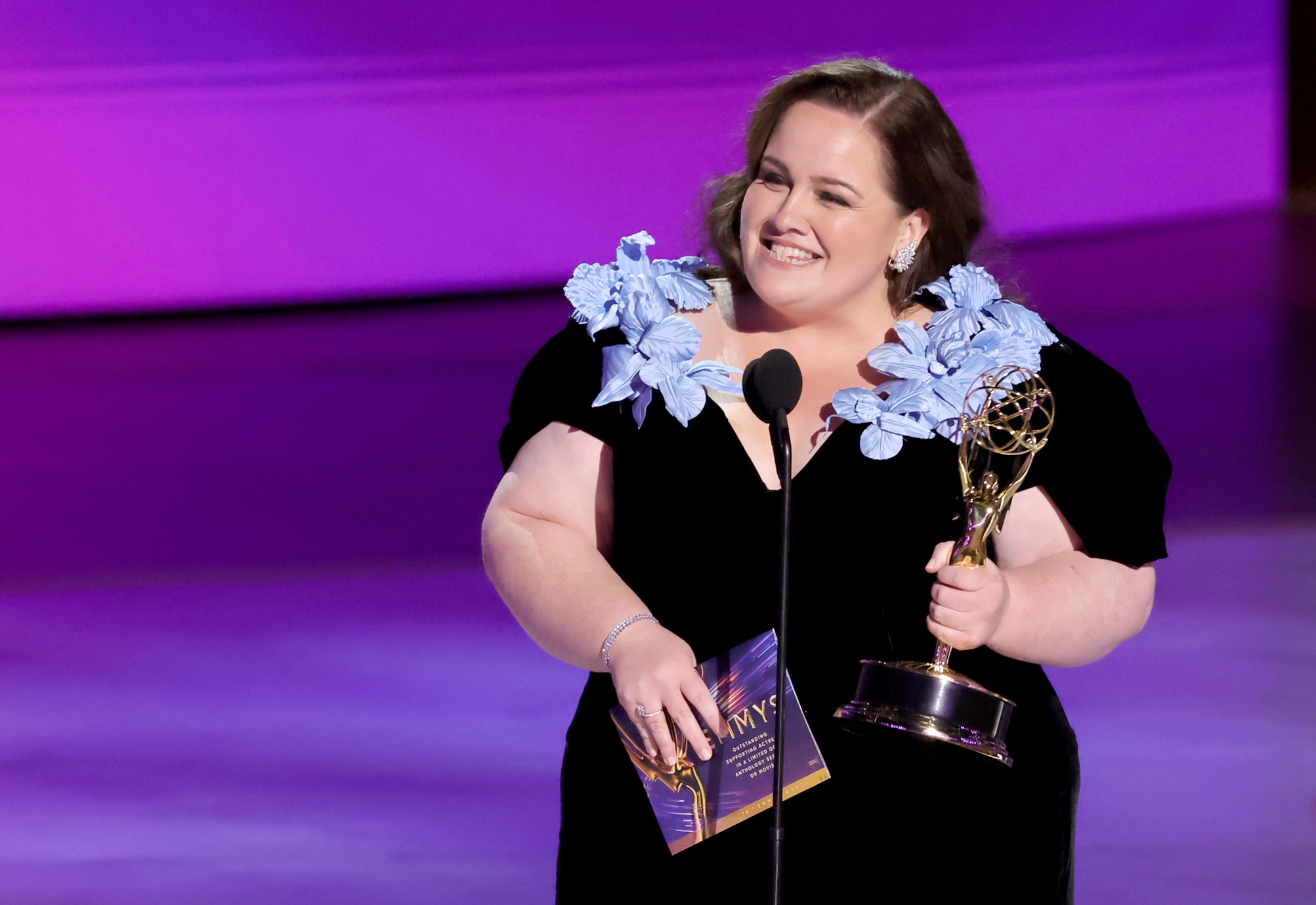 LOS ANGELES, CALIFORNIA - SEPTEMBER 15: Jessica Gunning accepts the Outstanding Supporting Actress in a Limited or Anthology Series or Movie award for “Baby Reindeer” onstage during the 76th Primetime Emmy Awards at Peacock Theater on September 15, 2024 in Los Angeles, California. (Photo by Kevin Winter/Getty Images)